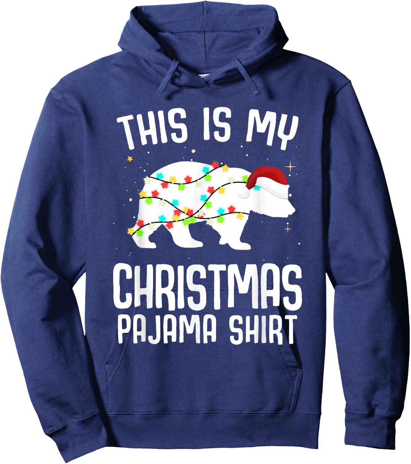 Polar Bear Christmas Pajama Santa Bear Lover Hoodie - Hoodie | Navy