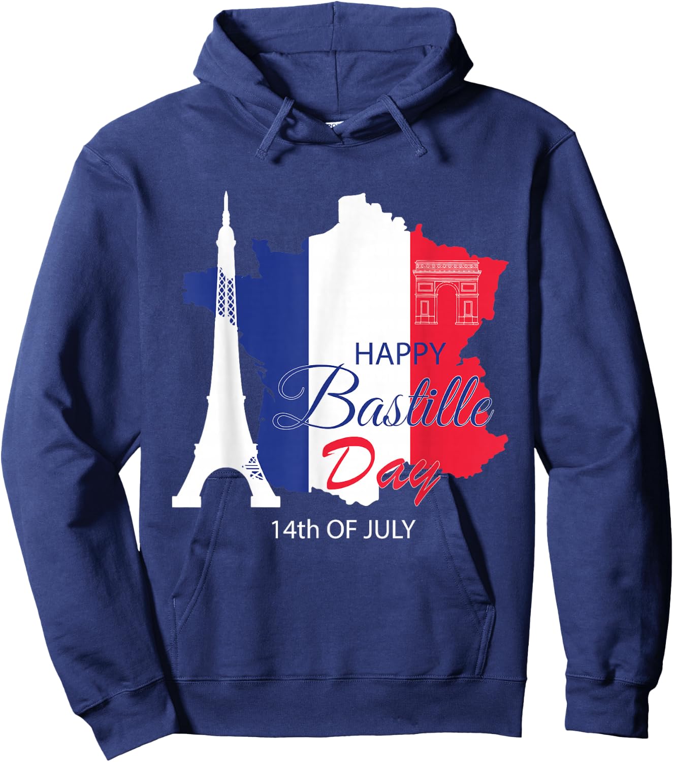 Happy Bastille Day 14th July - France Patriotic Hoodie - Hoodie | Navy