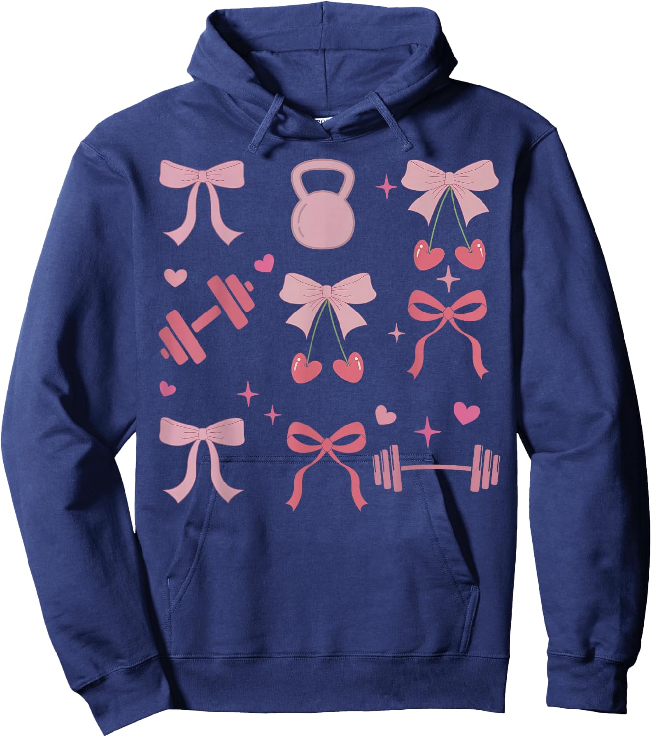 Coquette Bow Workout Weightlifting Gym Fitness Deadlift Hoodie - Hoodie | Navy
