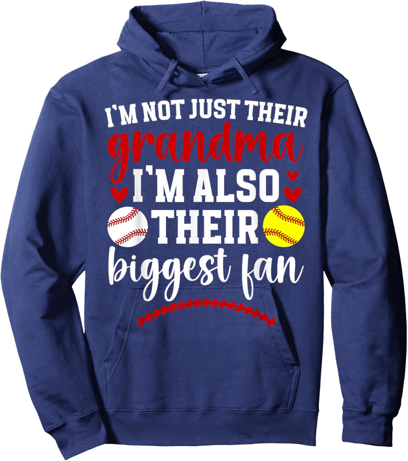 Their Biggest Fan Softball Baseball Grandma Of Ballers Hoodie - Hoodie | Navy