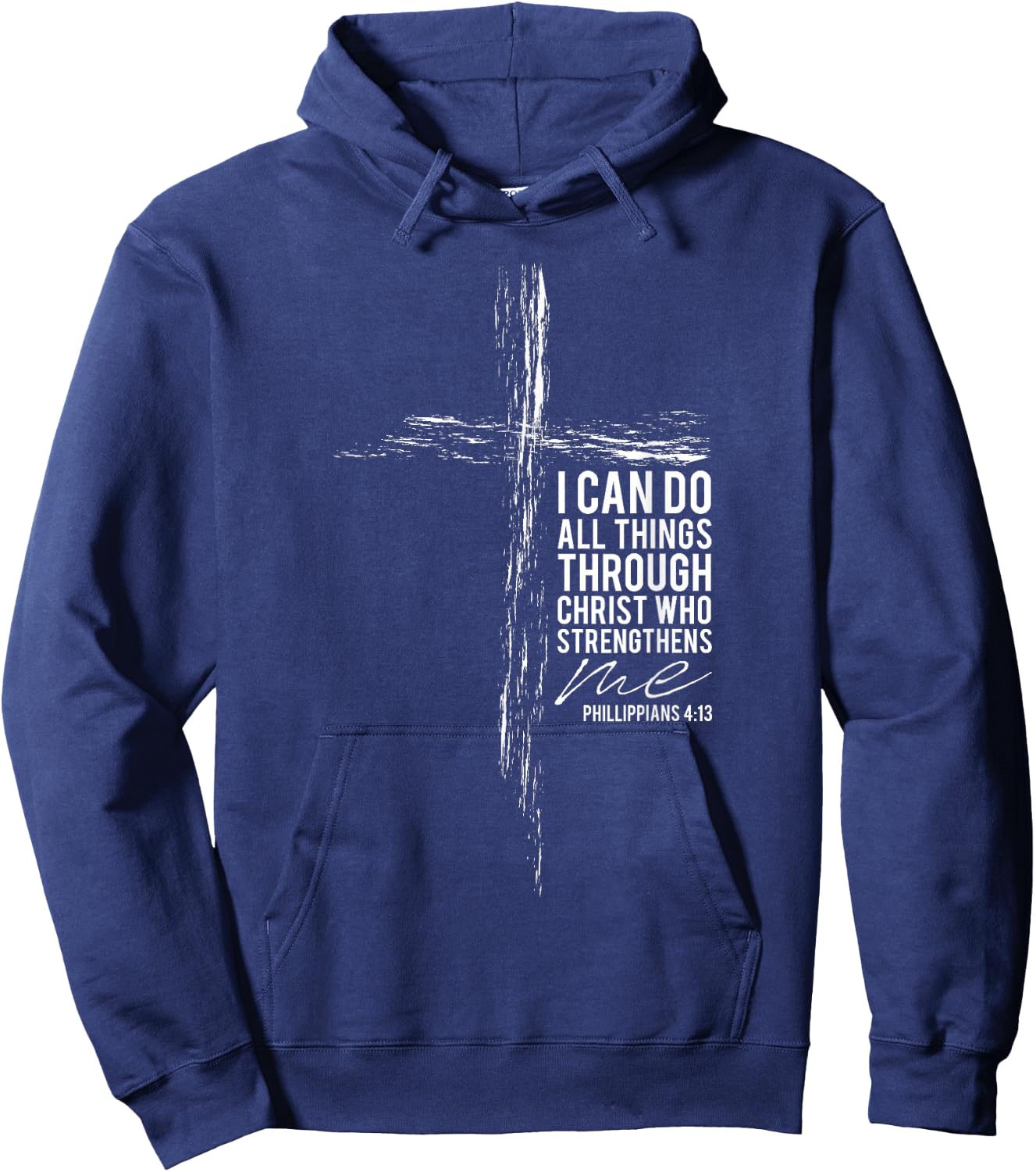 Philippians 4:13 Cross Christian Bible Verse Religious Faith Hoodie - Hoodie | Navy