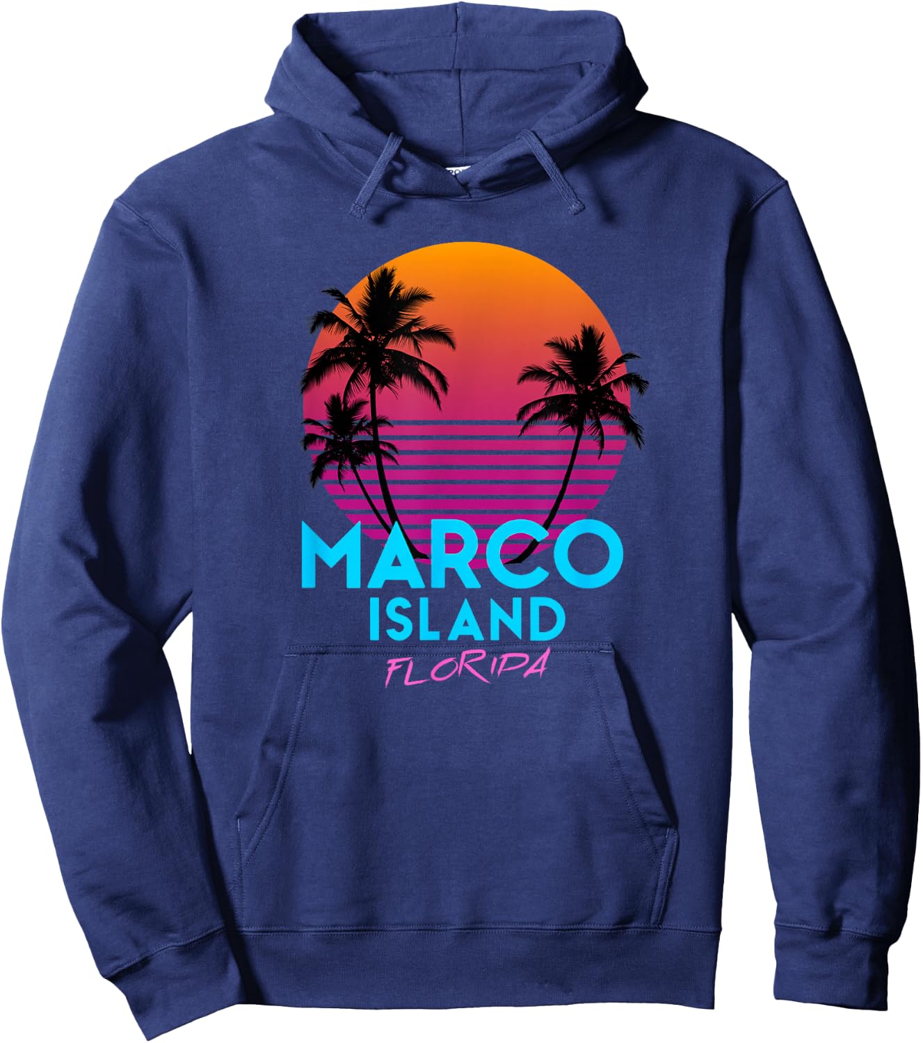 Marco Island Florida Retro 80s Hoodie - Hoodie | Navy