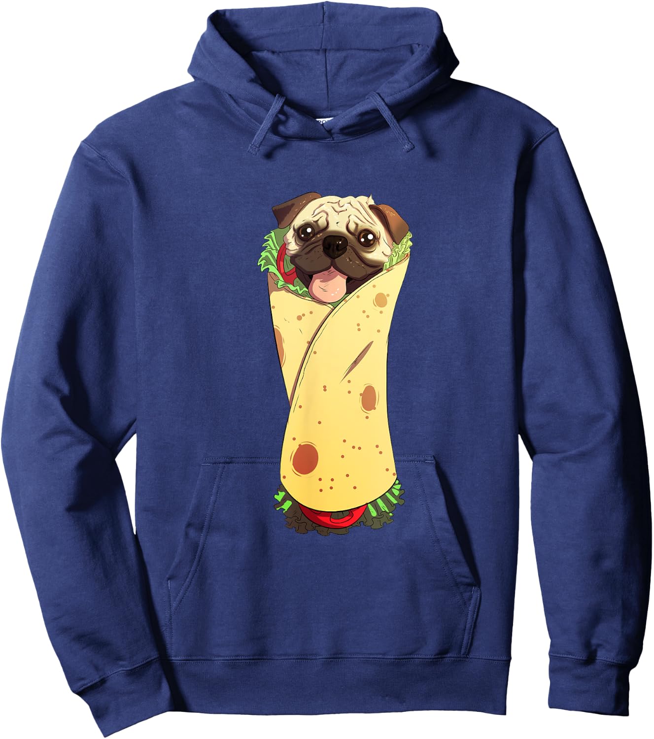 Pugrito - Funny Mexican Pug Dog Burrito Food Hoodie - Hoodie | Navy