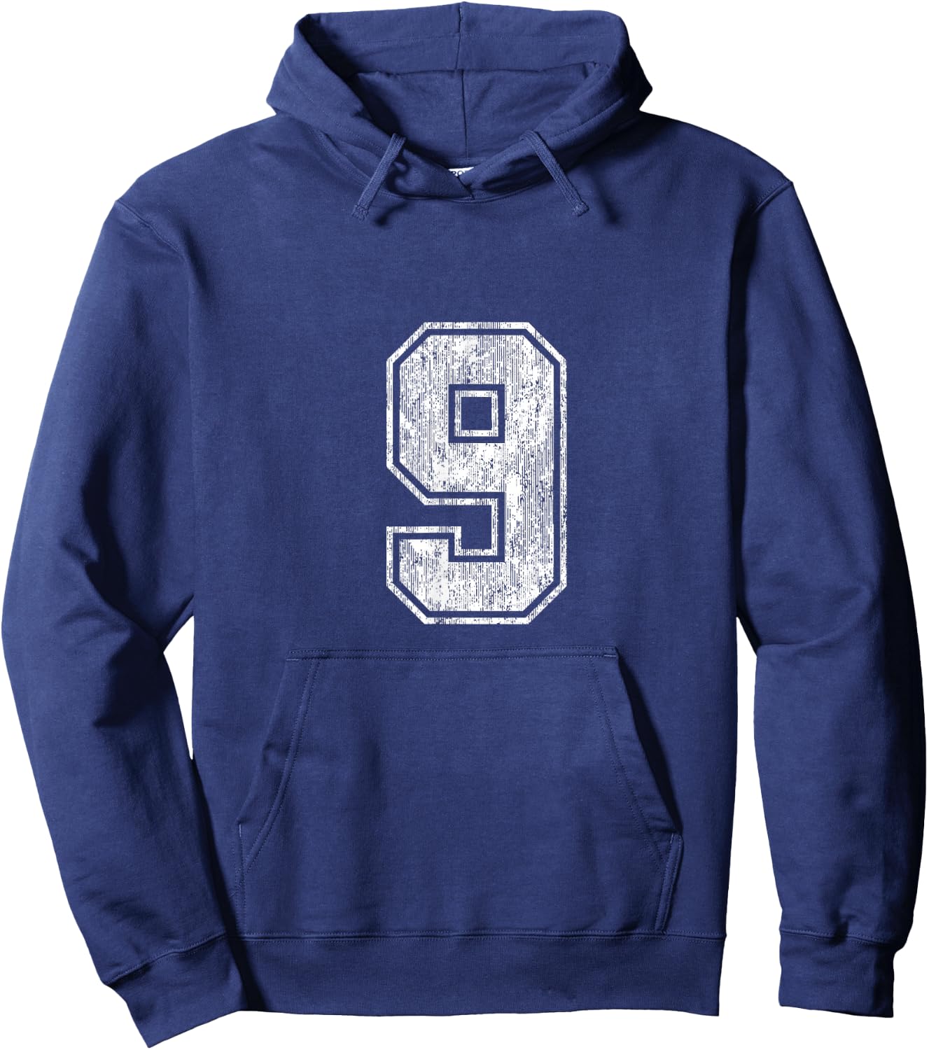 Number 9 Vintage Nine Sports Design Hoodie - Hoodie | Navy