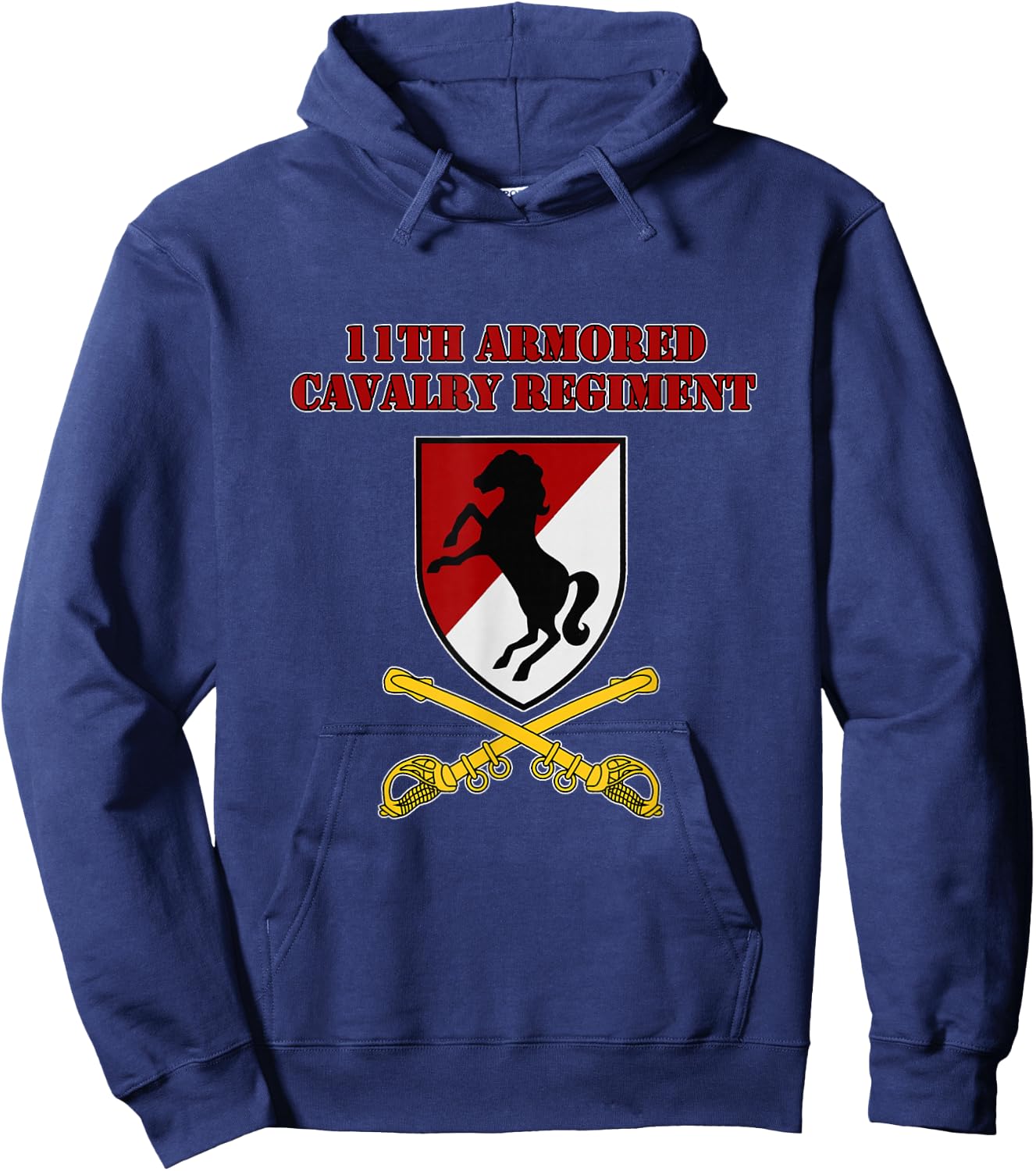 Griffin's Goodies Military Designs - 11th Armored Cavalry Regiment - Black - Men's Small - Short Sleeve - Classic Fit - Polyester 100% Hoodie - Hoodie | Navy