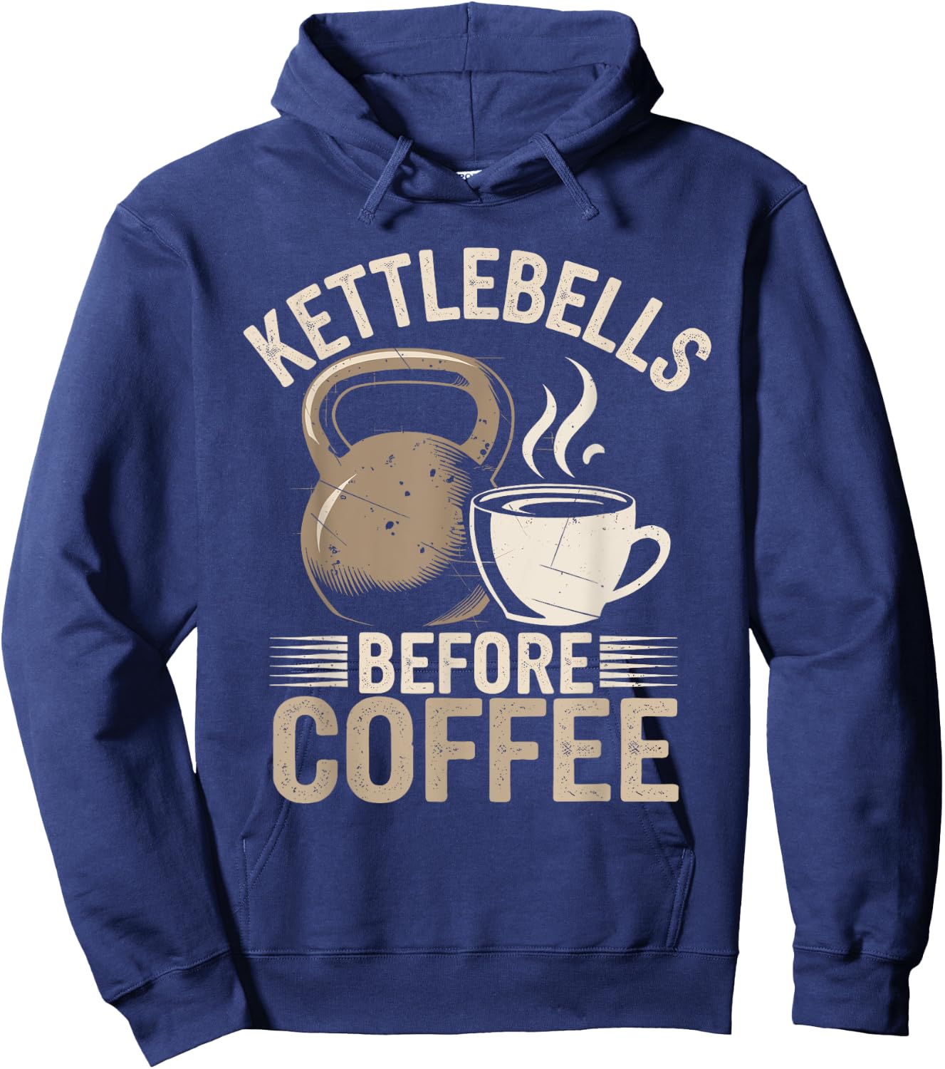 Kettlebells Before Coffee Funny Gym Fitness Workout Hoodie - Hoodie | Navy