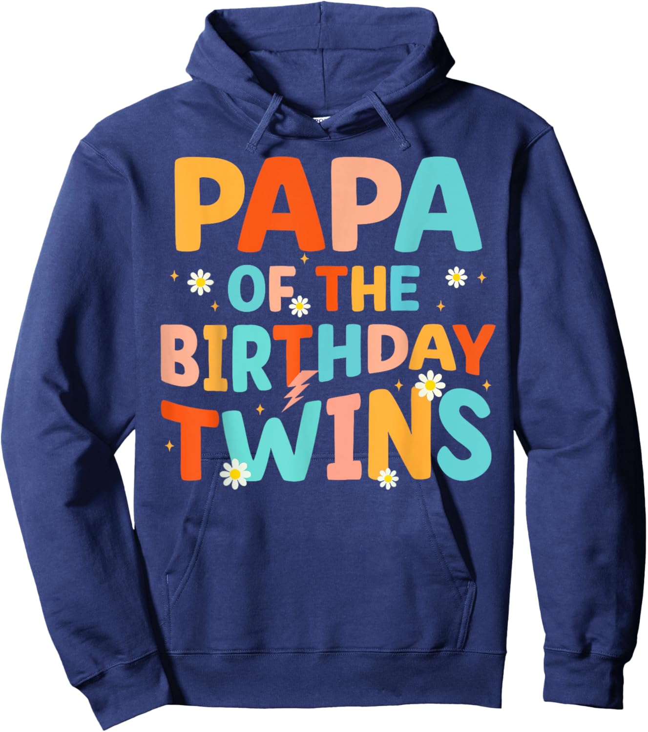 Papa Of The Birthday Twins Kids Party Retro Bday Hoodie - Hoodie | Navy