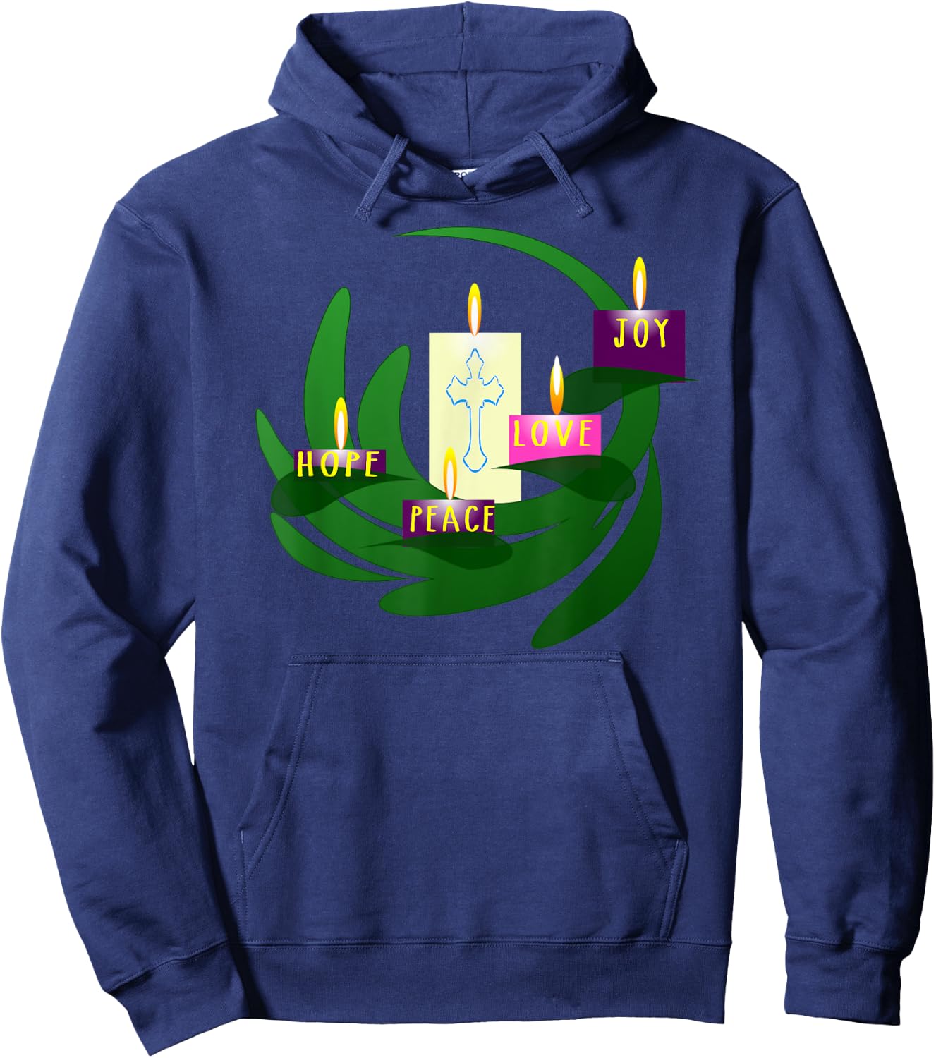 Advent Wreath Christmas Candles T Shirt Hoodie - Hoodie | Navy