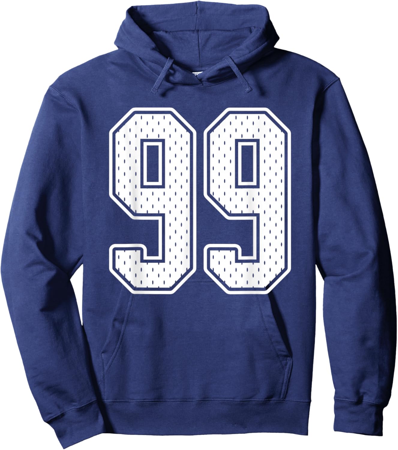 #99 White Vintage Number 99 Sports Fan Jersey Style Hoodie - Hoodie | Navy