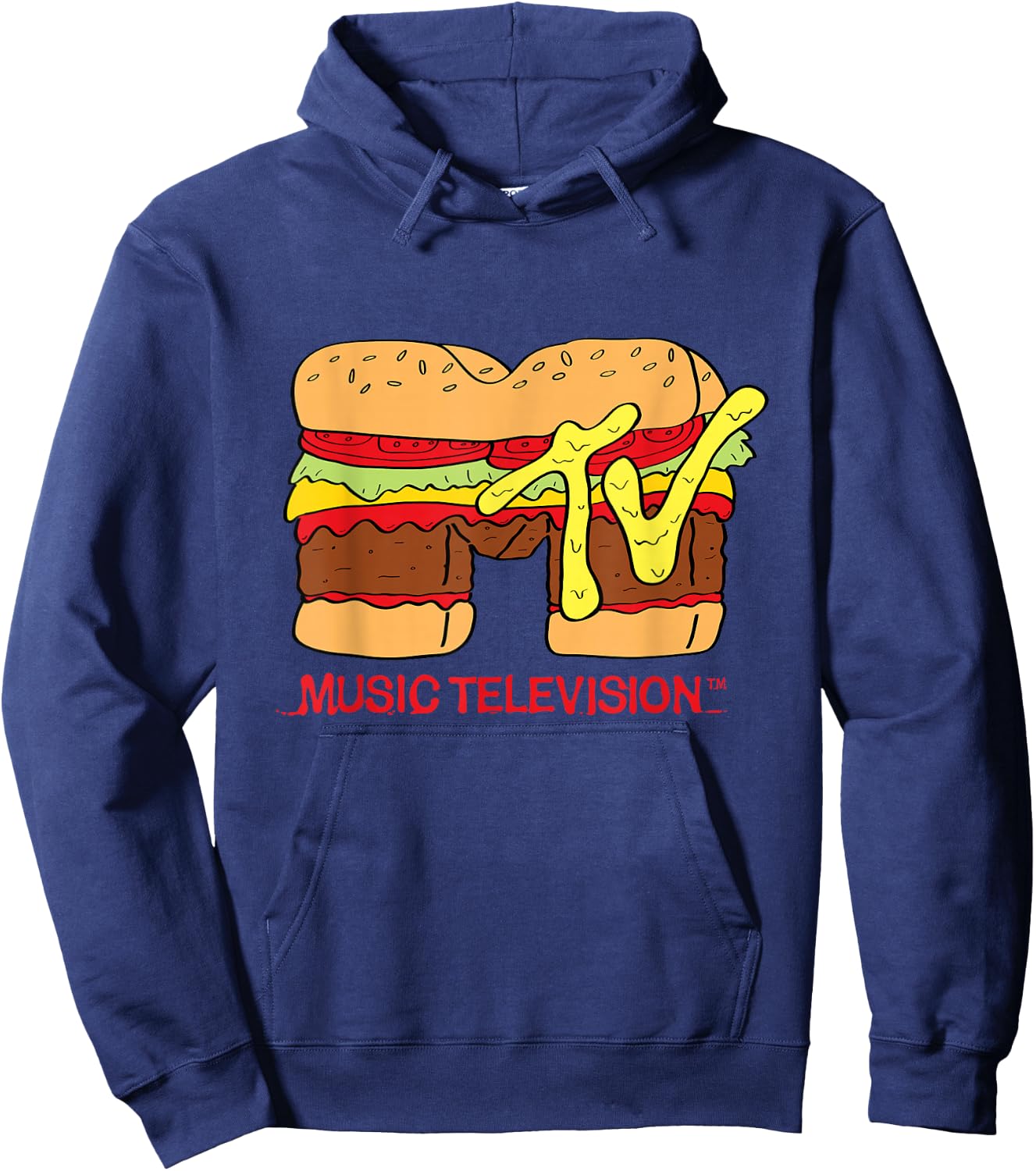 MTV Classic Logo Hamburger Design T- Shirts Hoodie - Hoodie | Navy