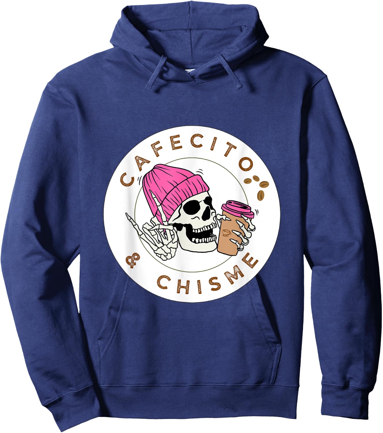 Cafecito y chisme , Skeleton love coffee Hoodie - Hoodie | Navy