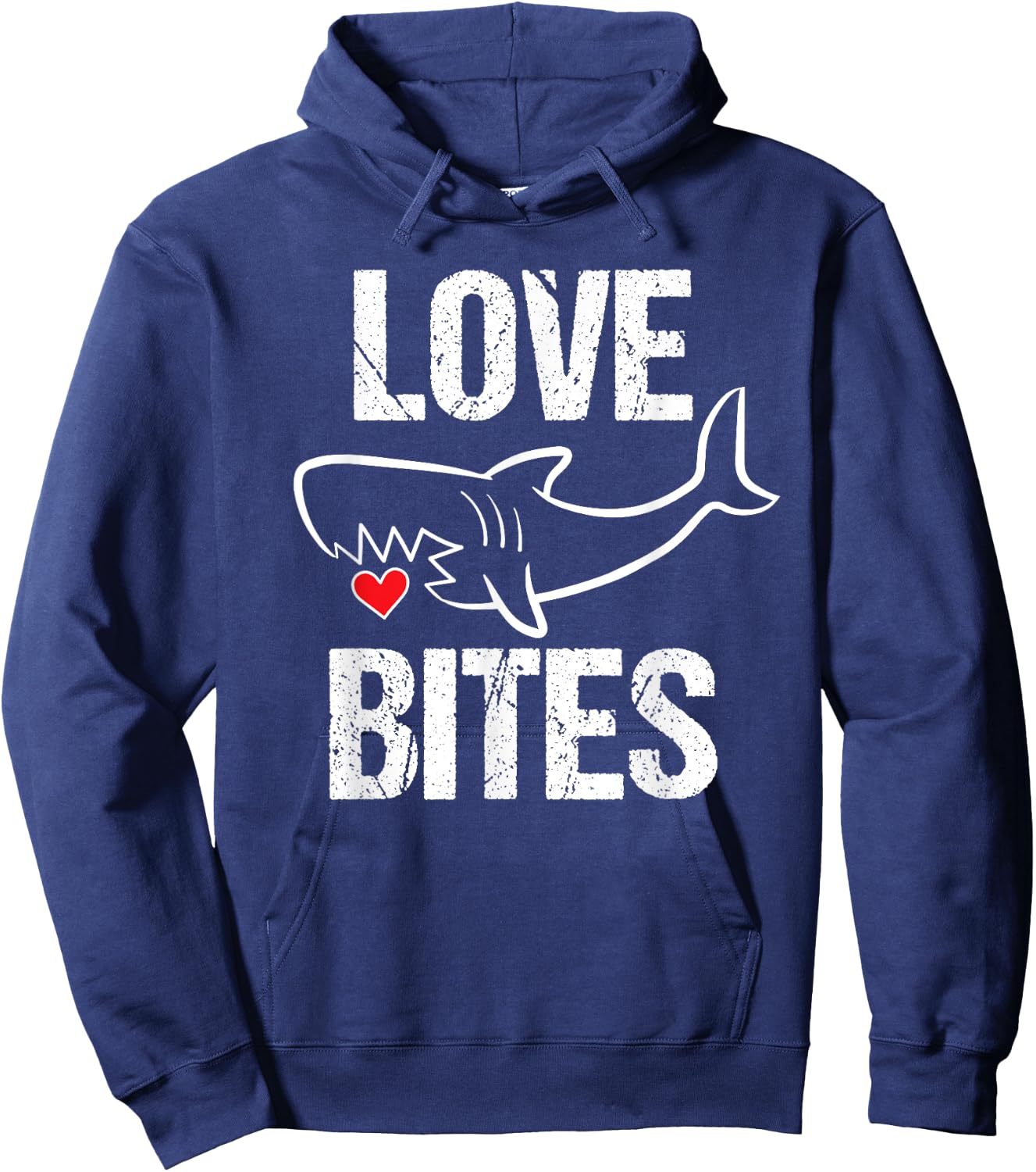 Valentines Shirt Boys Funny Shark Love Bites Quote Hoodie - Hoodie | Navy