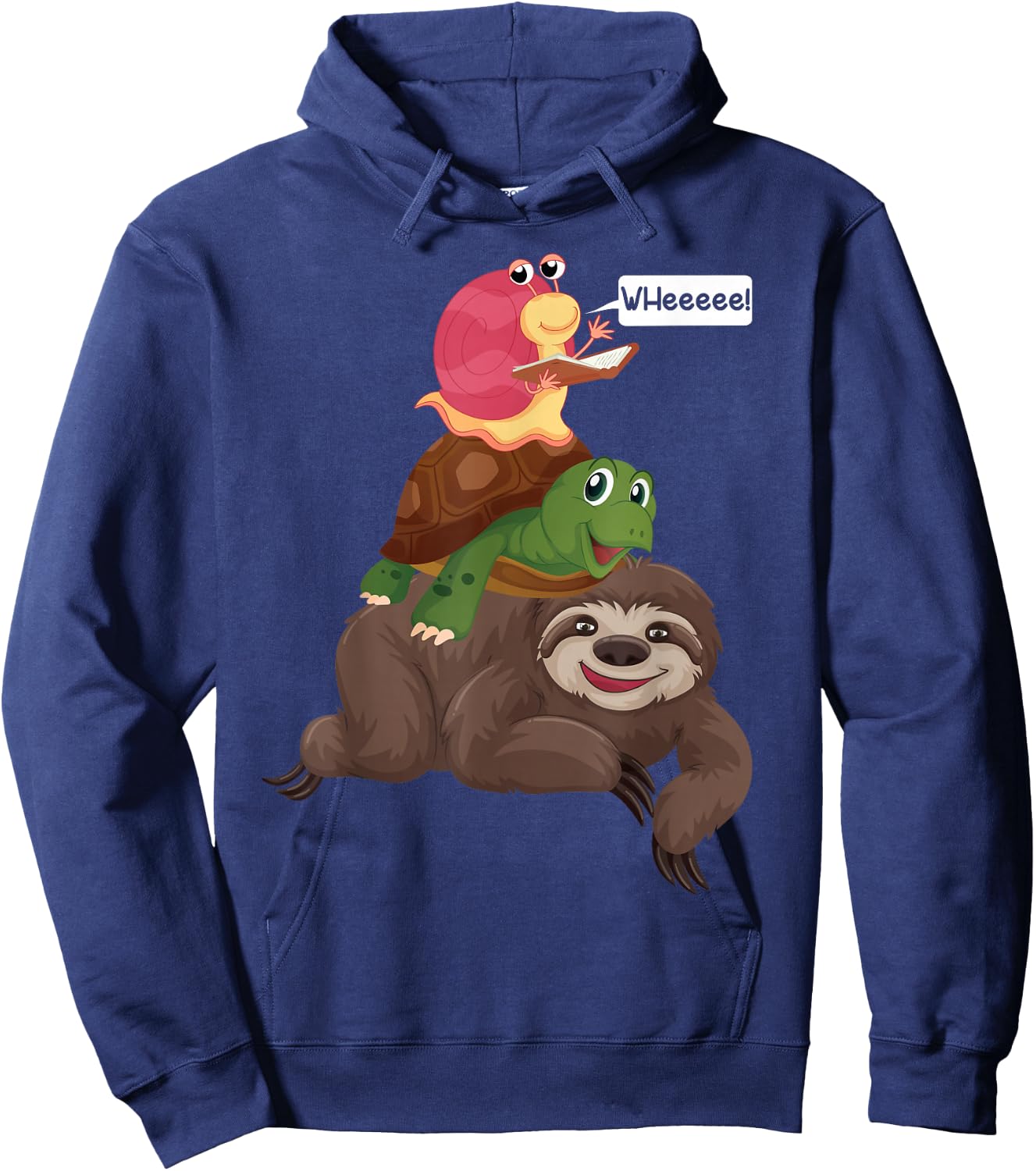 Sloth Turtle Snail Team Piggyback Sluggish Graphic Hoodie - Hoodie | Navy