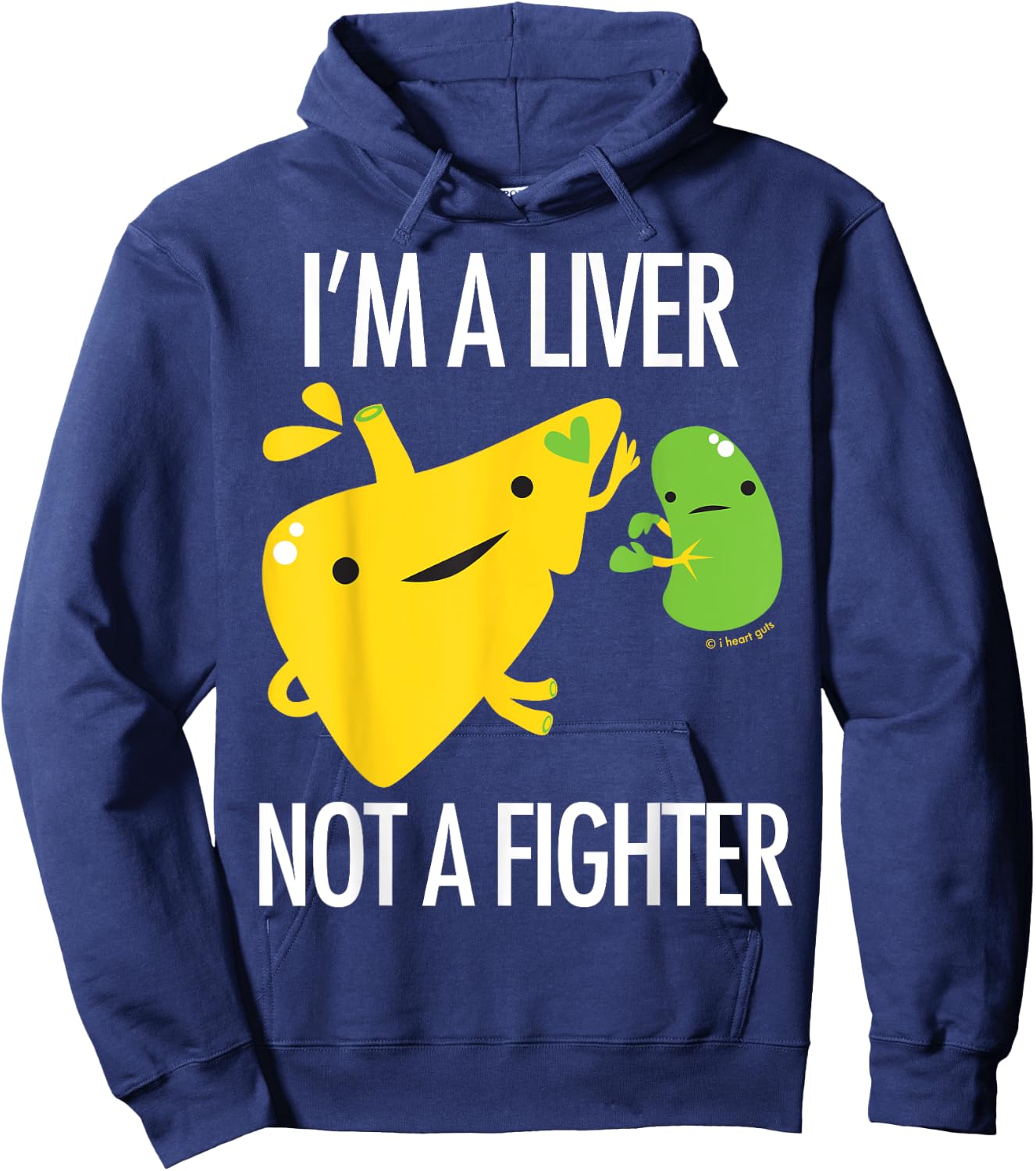 Cute Liver - Funny Cirrhosis Hepatitis Disease Support Humor Hoodie - Hoodie | Navy