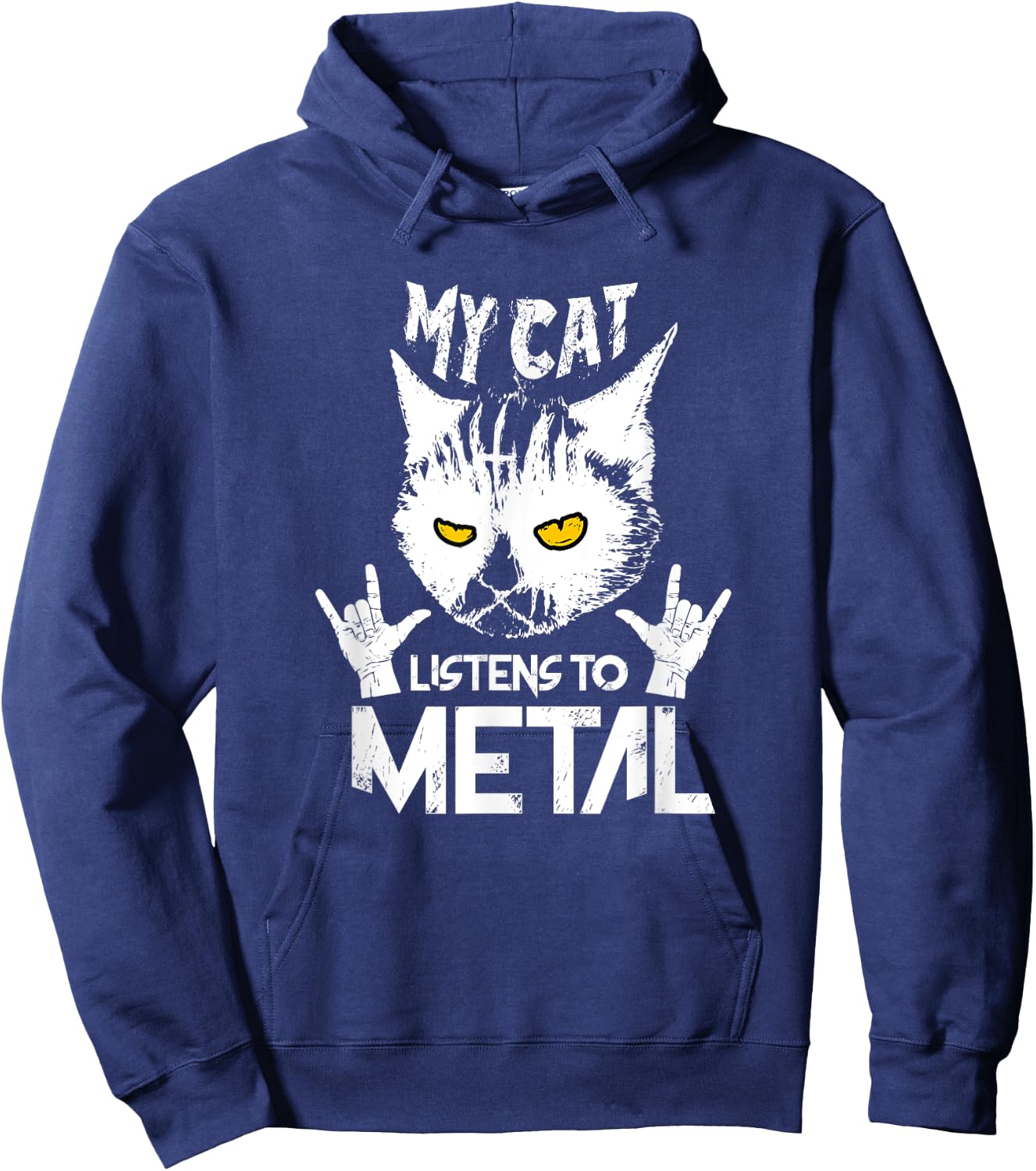 Heavy Metal with Cat Hoodie - Hoodie | Navy