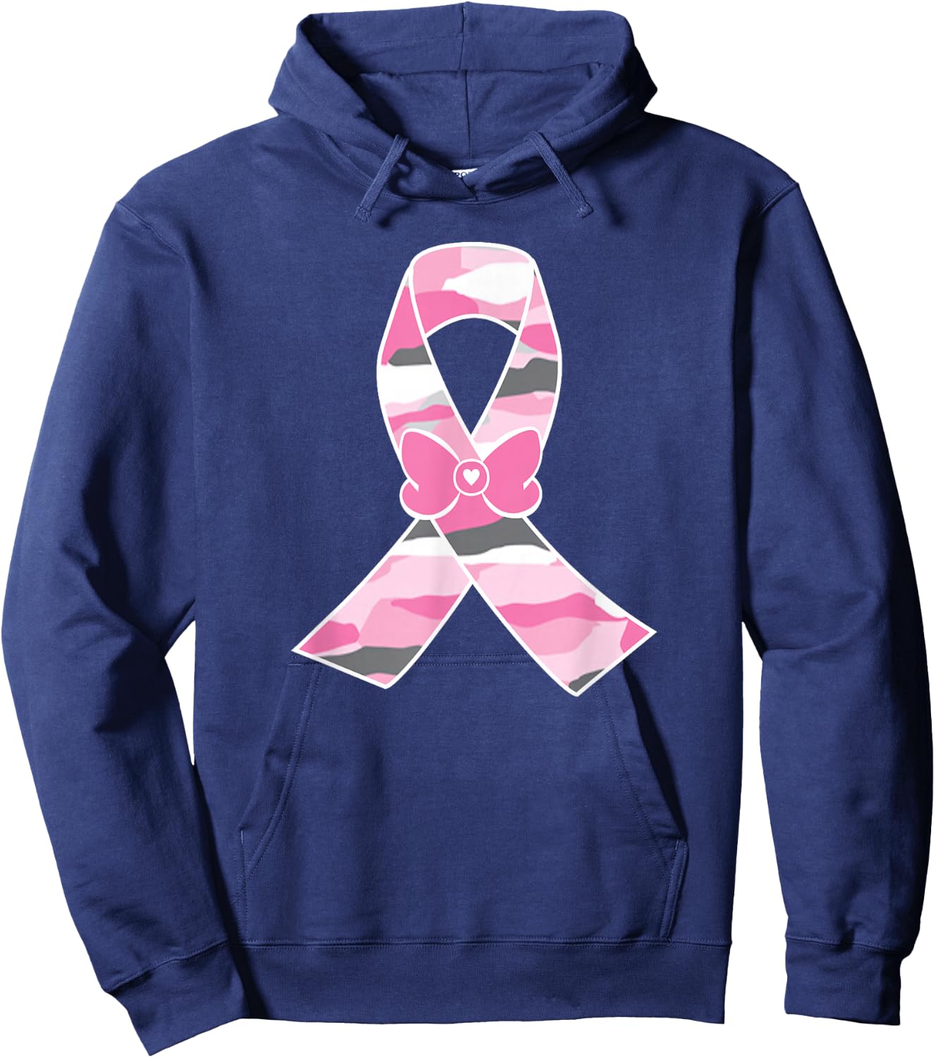 Camo Pinks Ribbon Breast Cancer Awareness Hoodie - Hoodie | Navy