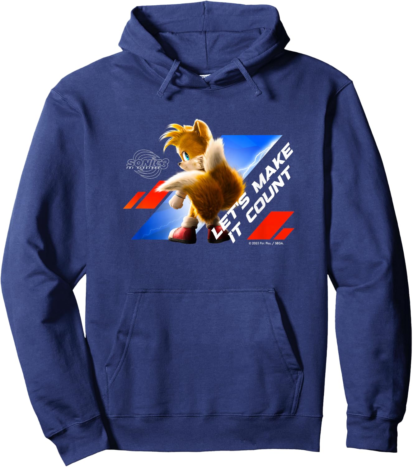 Sonic the Hedgehog 3 - Tails "Let's Make it Count" Hoodie - Hoodie | Navy