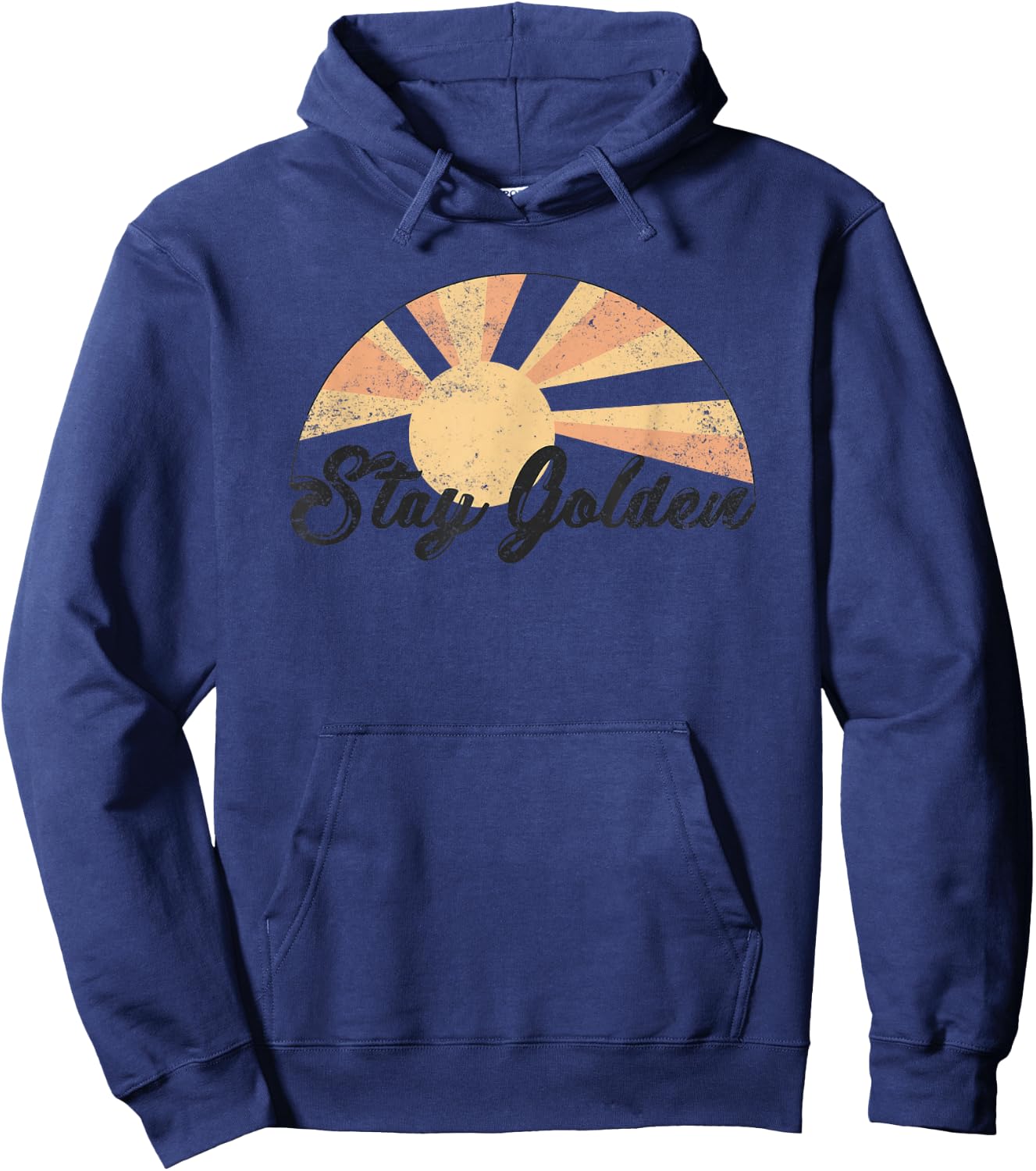 Vintage Stay Golden Positive Sunshine Optimistic Inspire Hoodie - Hoodie | Navy