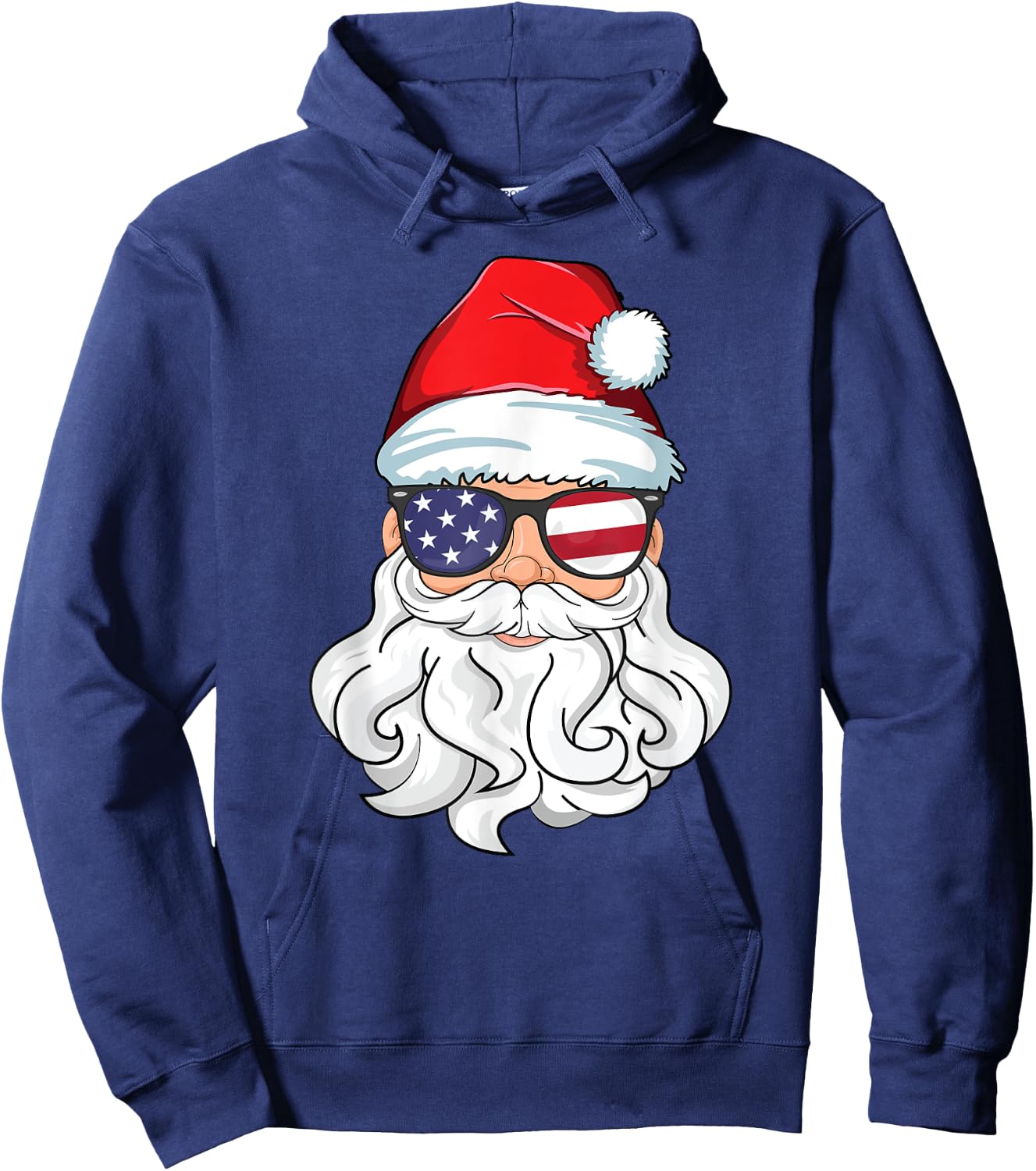 Santa Claus Patriotic USA Sunglasses Kids Christmas in July Hoodie - Hoodie | Navy