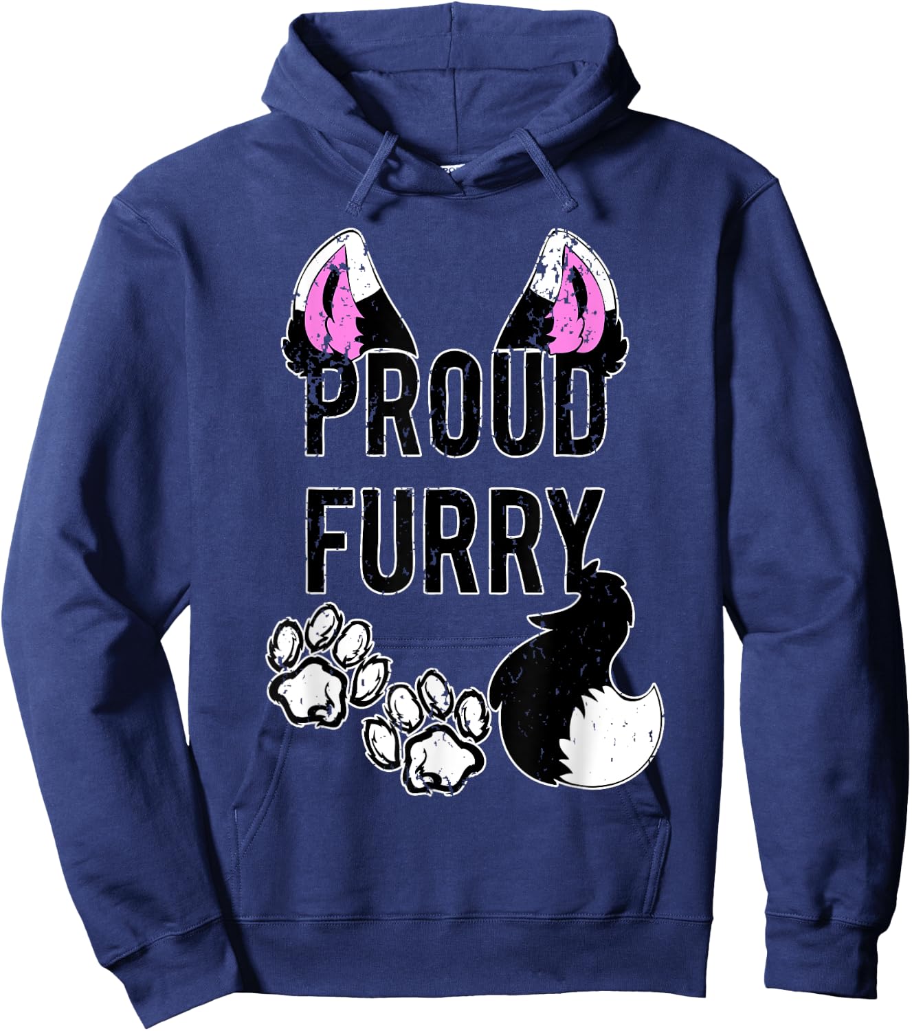 Proud Furry Shirt Furries Shirt Tail and Ears Cosplay Shirt Hoodie - Hoodie | Navy