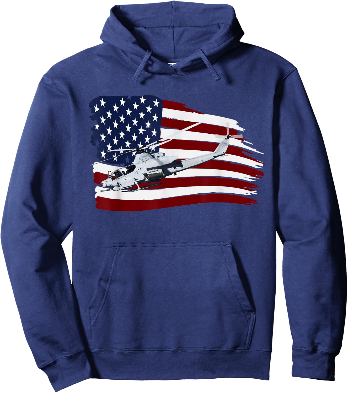 AH-1 COBRA ATTACK HELICOPTER T SHIRT US Flag USA Hoodie - Hoodie | Navy