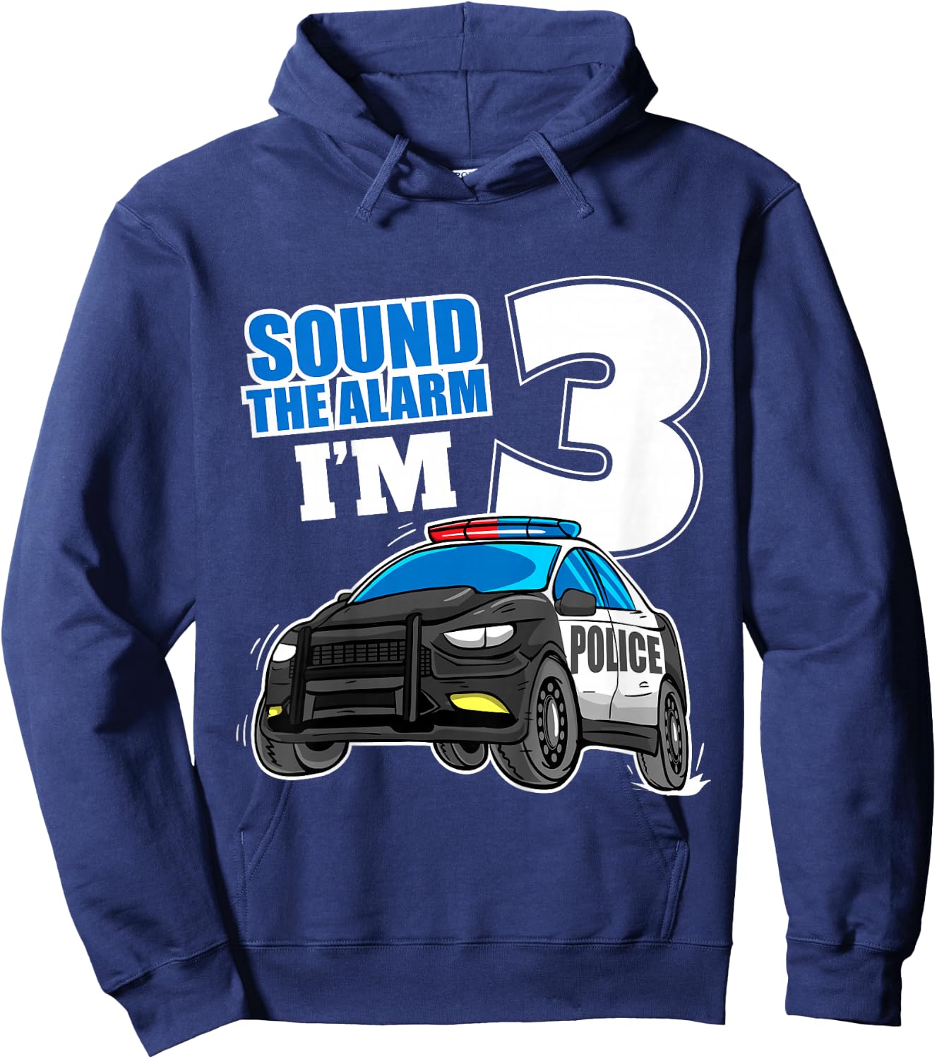 Kids Police Car 3rd Birthday Boy 3 Cop Policeman Officer Three Hoodie - Hoodie | Navy
