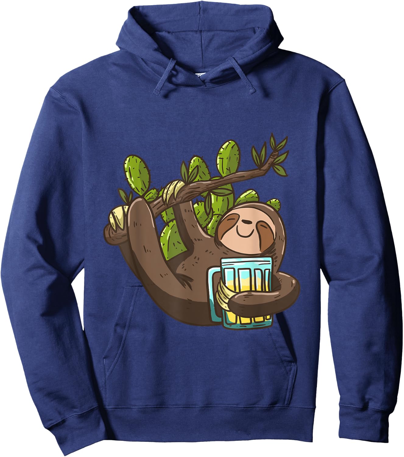 Smiling Sloth Beer Cactus Funny Lazy Animal Sloth Lover Gift Hoodie - Hoodie | Navy