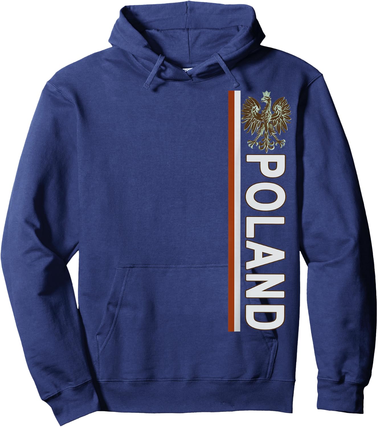Left-side Distressed-effect Polish Flag & Emblem of Poland Hoodie - Hoodie | Navy
