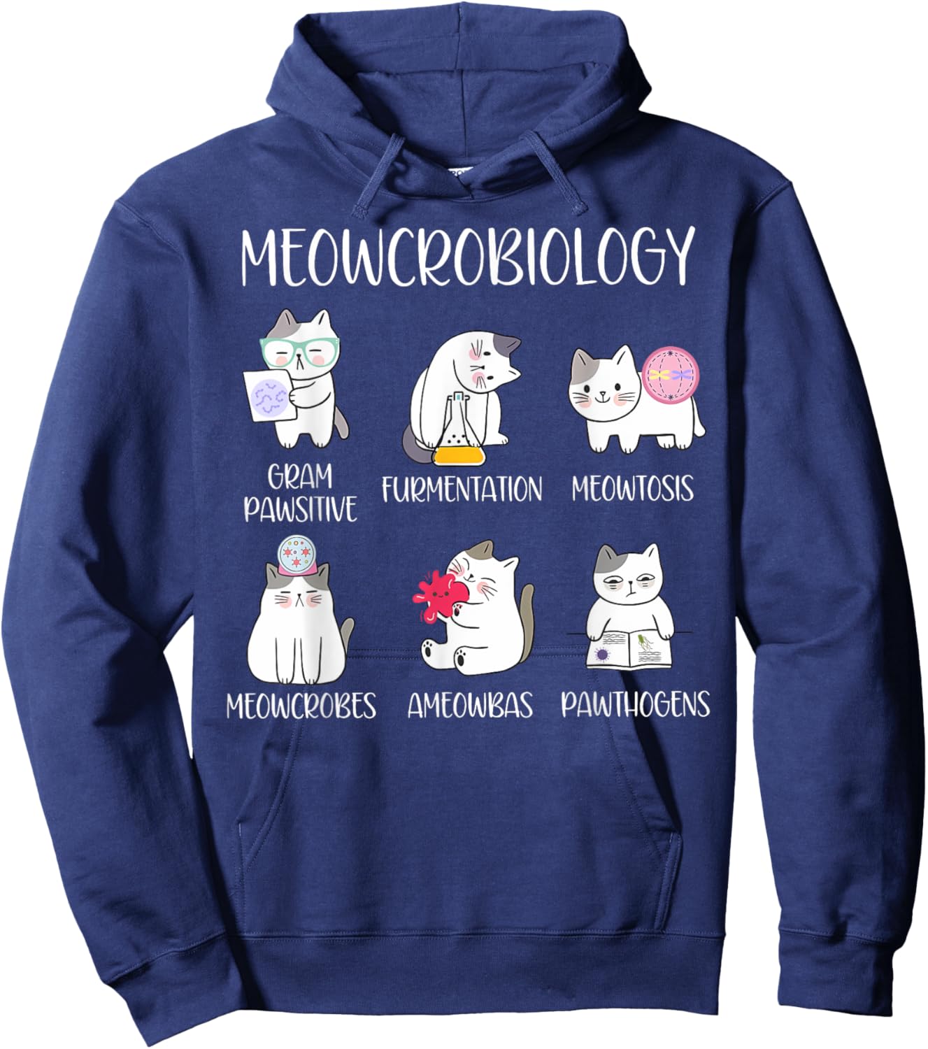 Meowcrobiology Science Cats Scientist Microbiology Teacher Hoodie - Hoodie | Navy