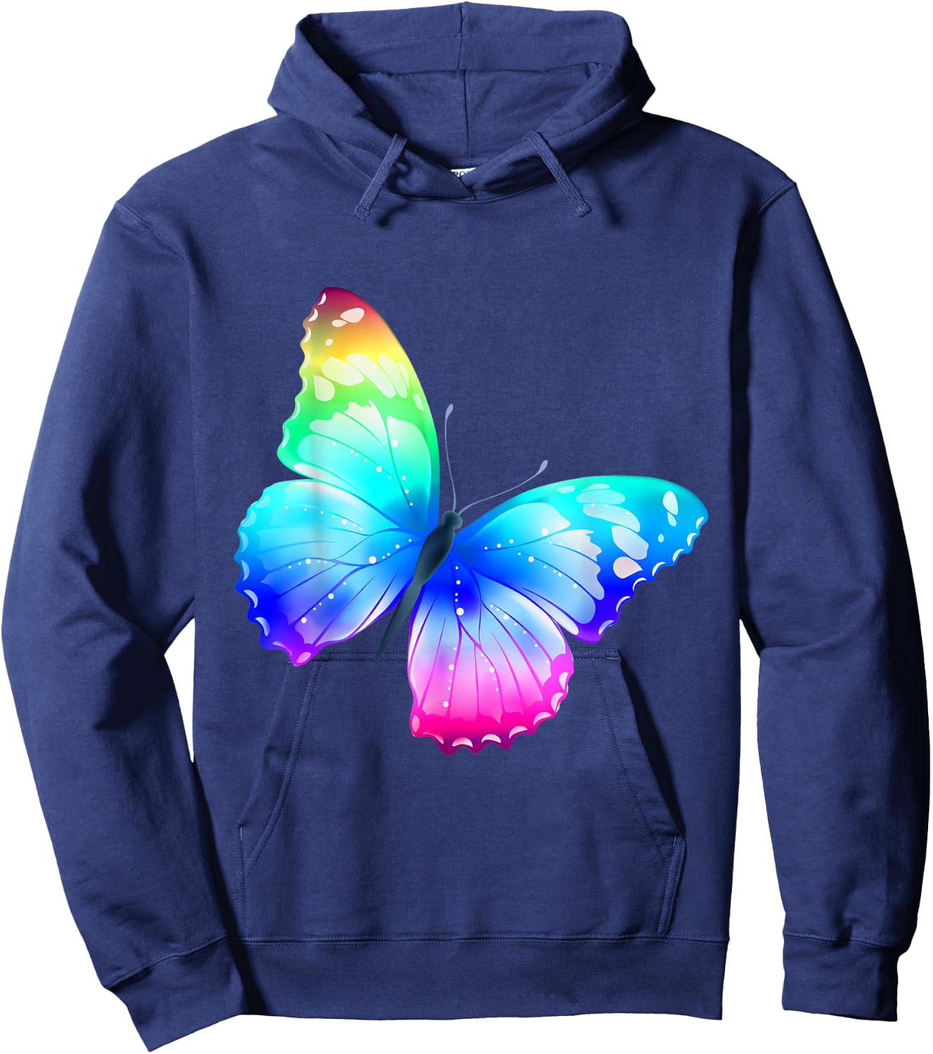 Monarch Butterfly Rainbow Cute Pastel Festival Colorful Hoodie - Hoodie | Navy