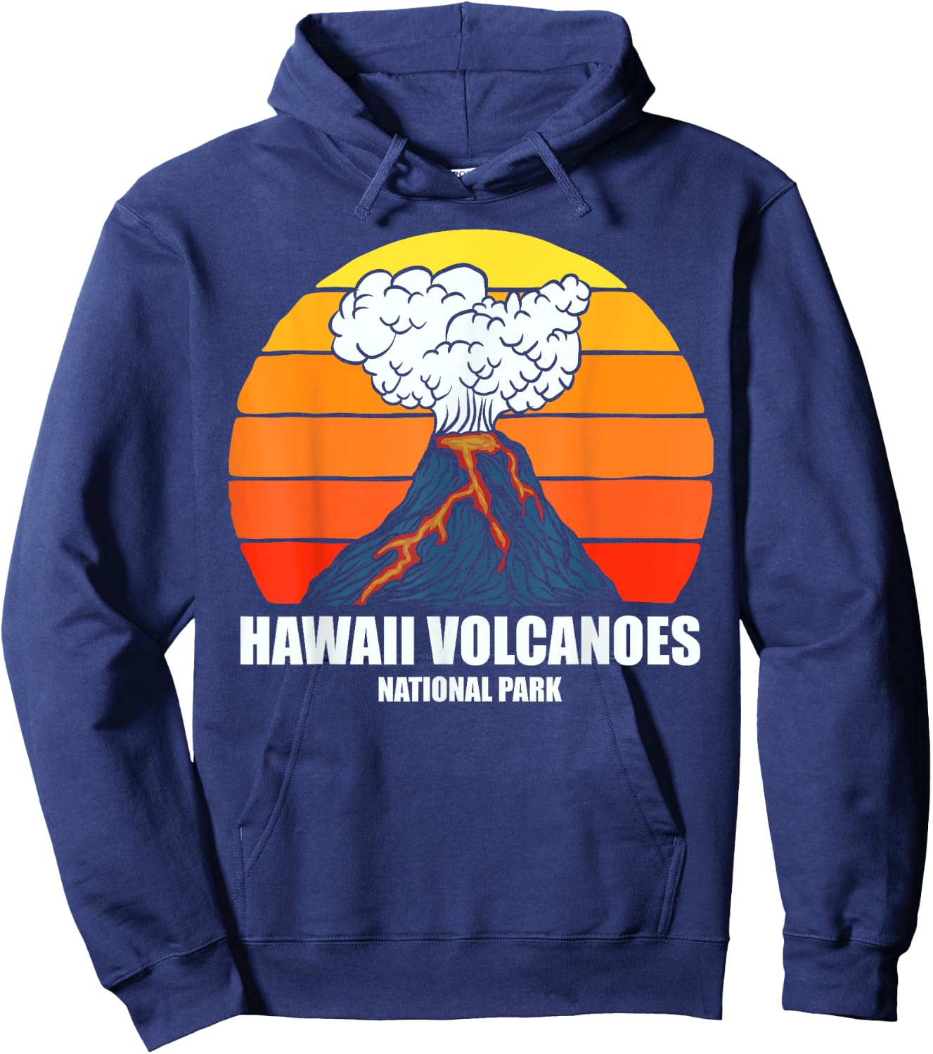 Camping Hiking Retro Vintage Hawaii Volcanoes National Park Hoodie - Hoodie | Navy