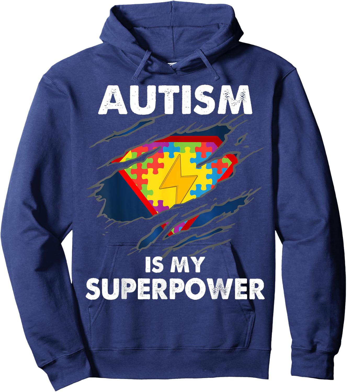 Autism is My Super Power Superhero Autism Awareness Hoodie - Hoodie | Navy