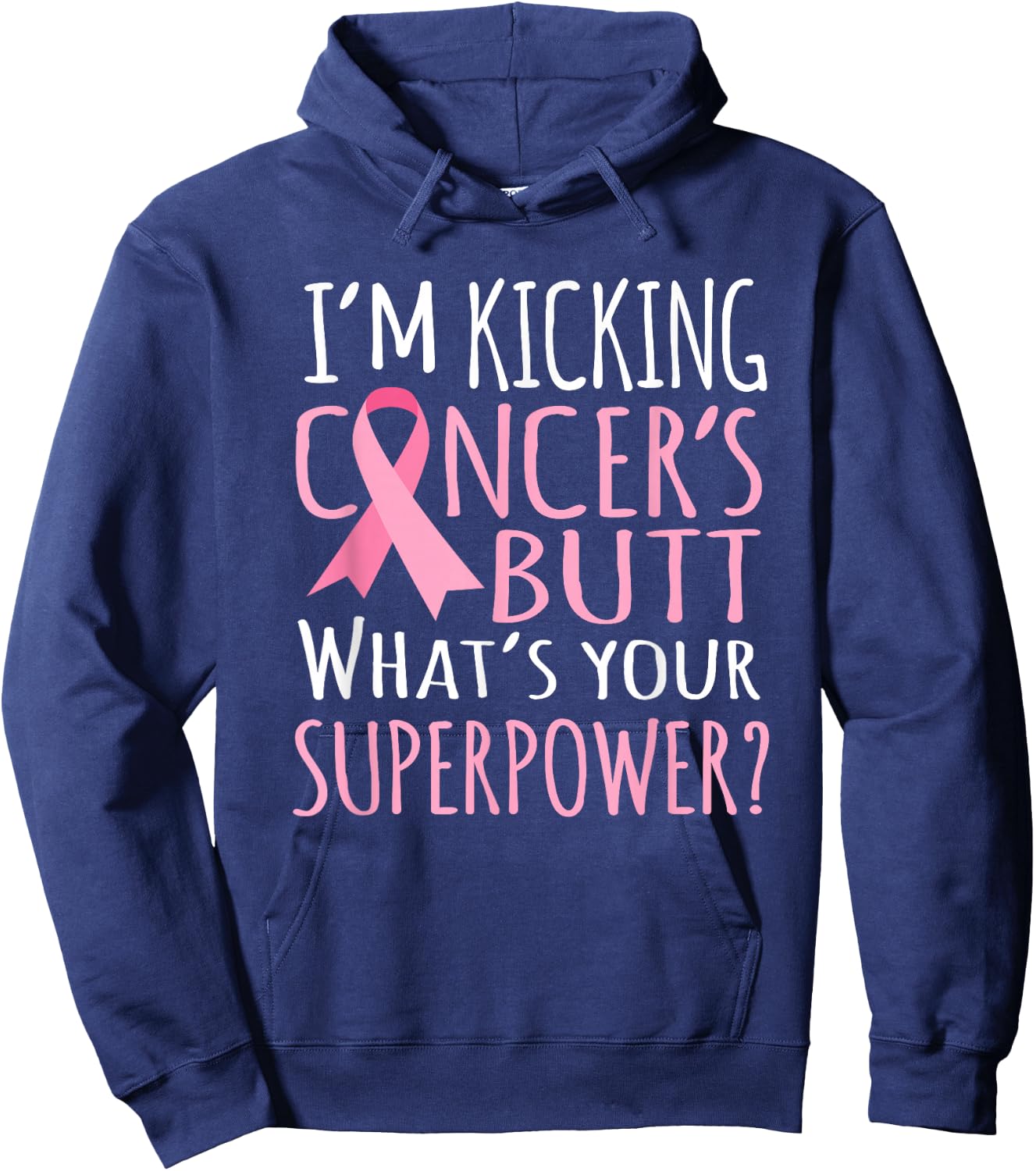 Kicking Cancers Butt t shirt - Breast Cancer Gifts Women Hoodie - Hoodie | Navy