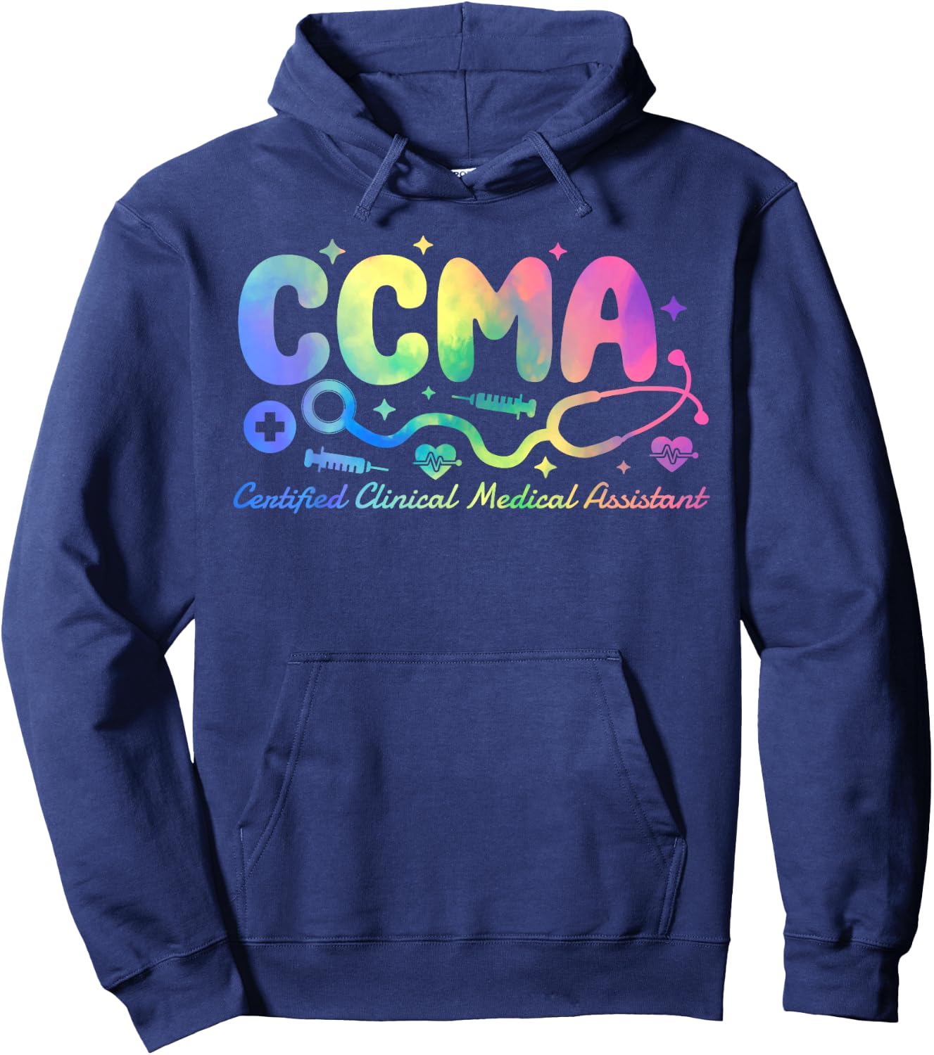 Tie Dye Certified Clinical Medical Assistant CCMA Hoodie - Hoodie | Navy
