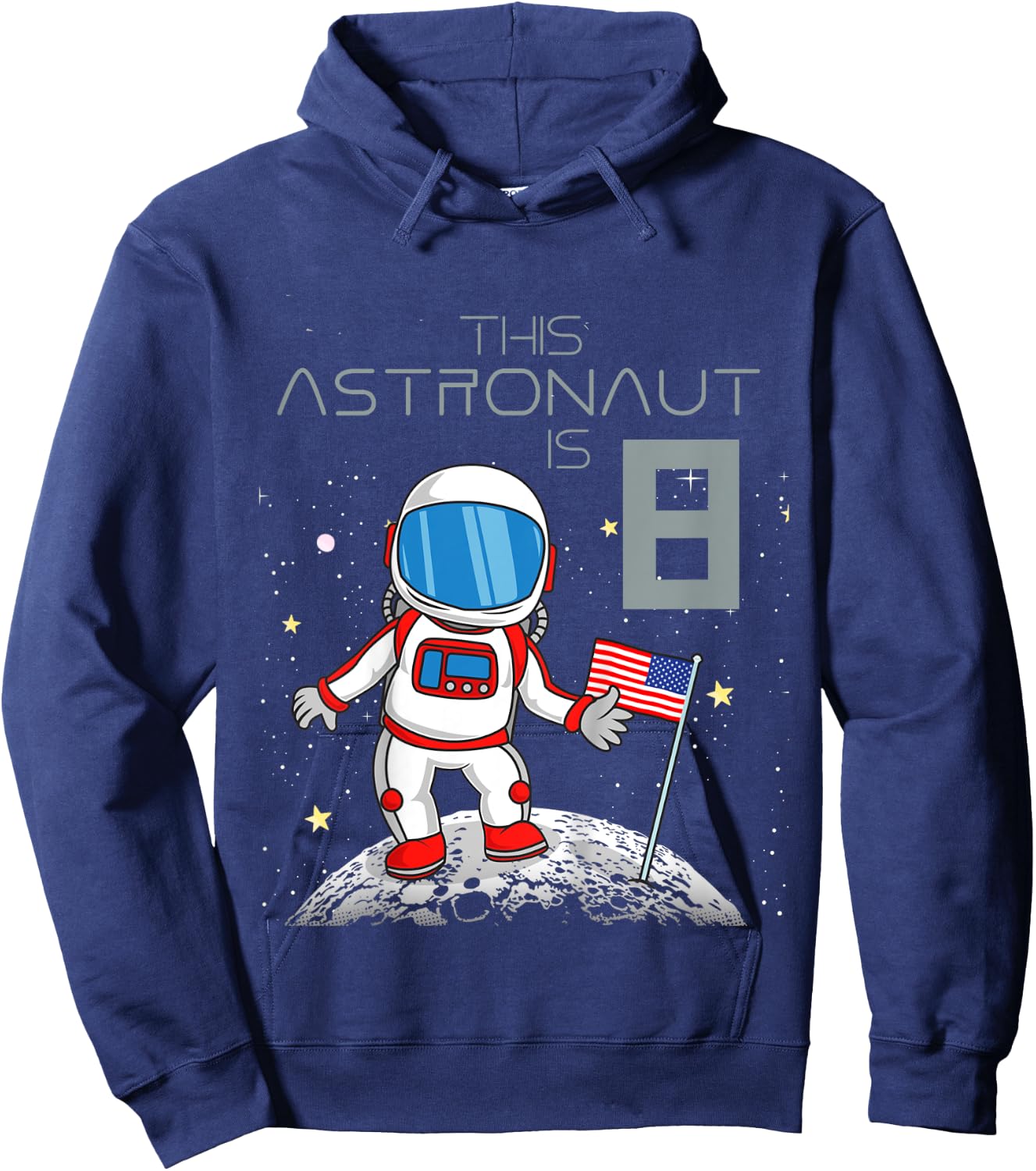 Kids 8th Birthday Astronaut Shirt Boys Gift 8 Year Old Space Geek Hoodie - Hoodie | Navy