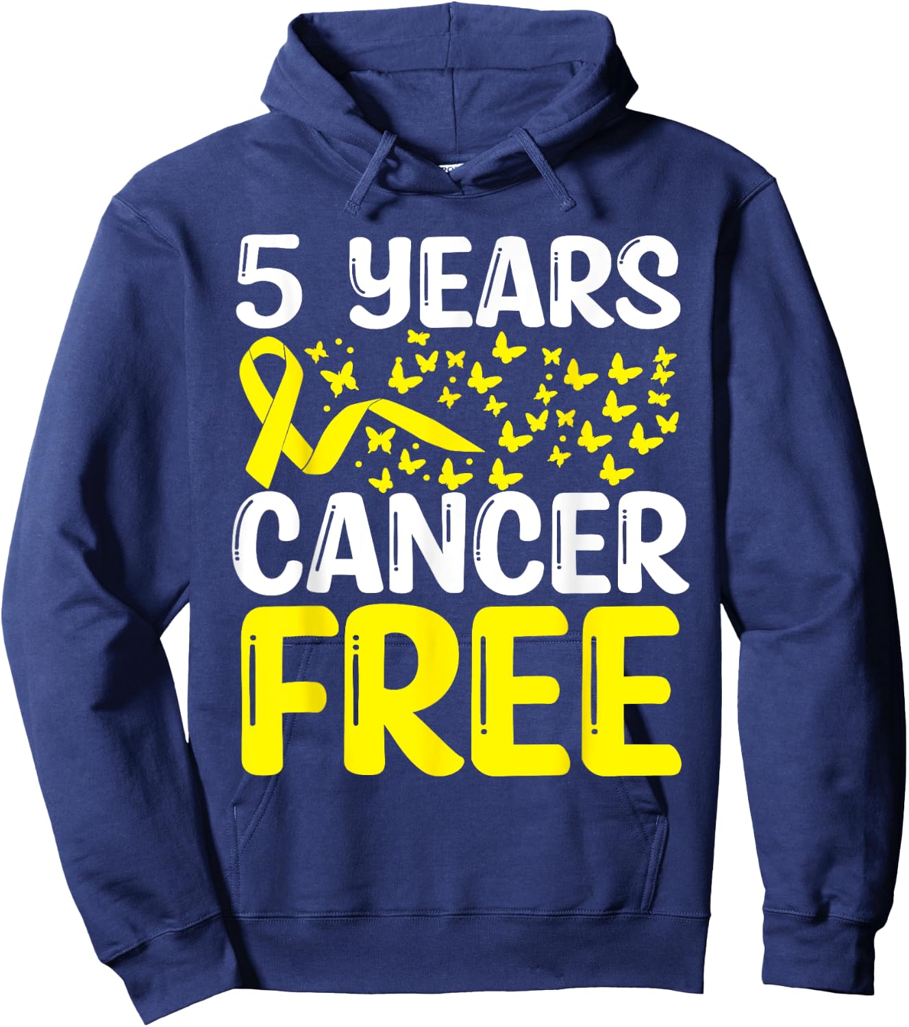 5 Years Childhood Cancer Free Neuroblastoma Survivor Ribbon Hoodie - Hoodie | Navy