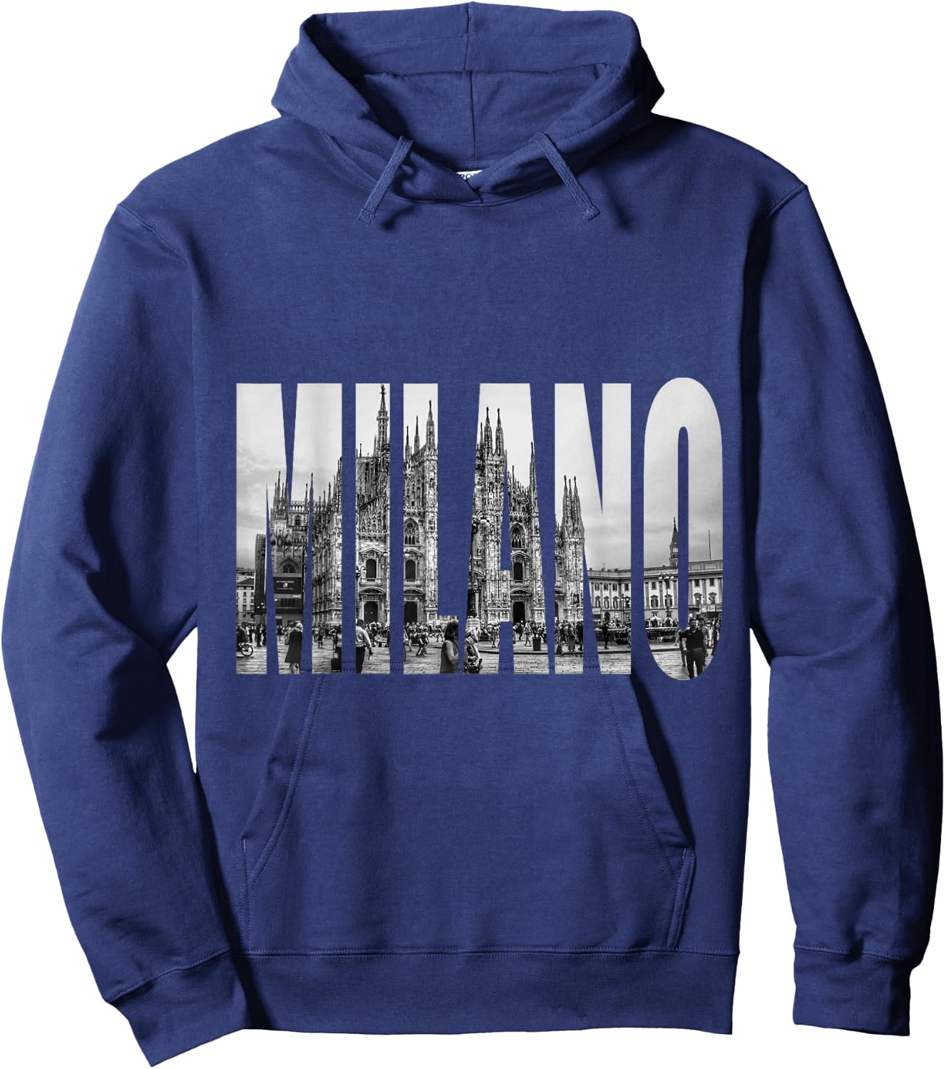 Milano Duomo Black and White Logo Picture Hoodie - Hoodie | Navy