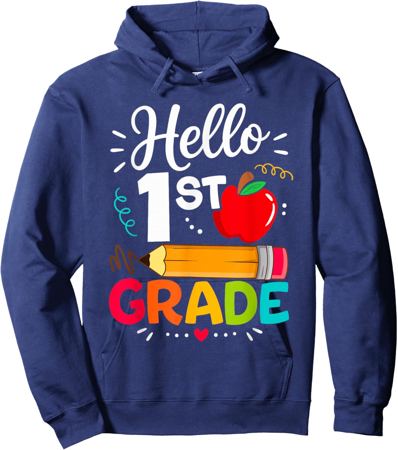 Hello 1st Grade Funny Back to School Teacher Student Kids Hoodie - Hoodie | Navy