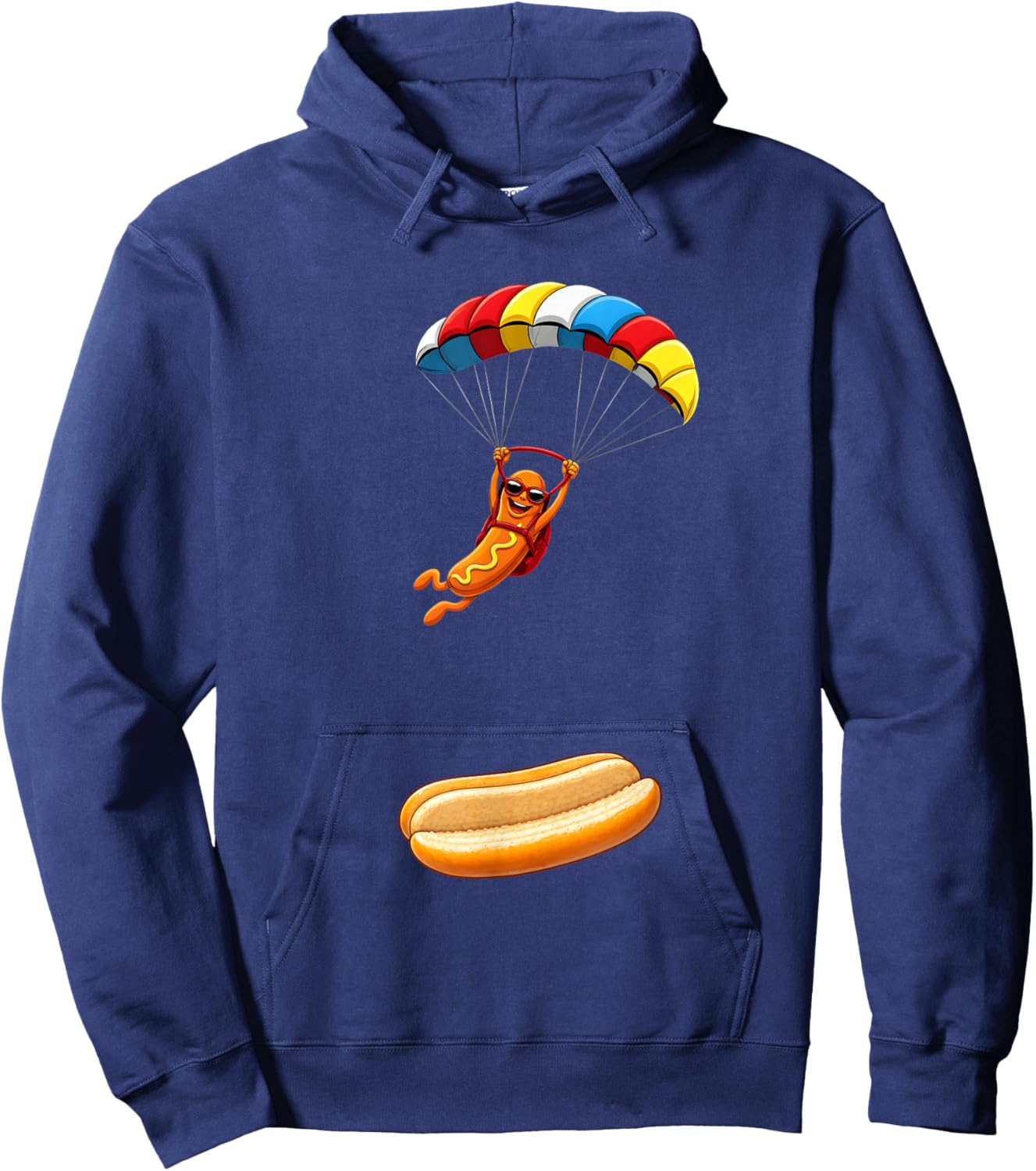 Funny Hot Dog Skydiving Parachute Hotdog Men Women Hoodie - Hoodie | Navy
