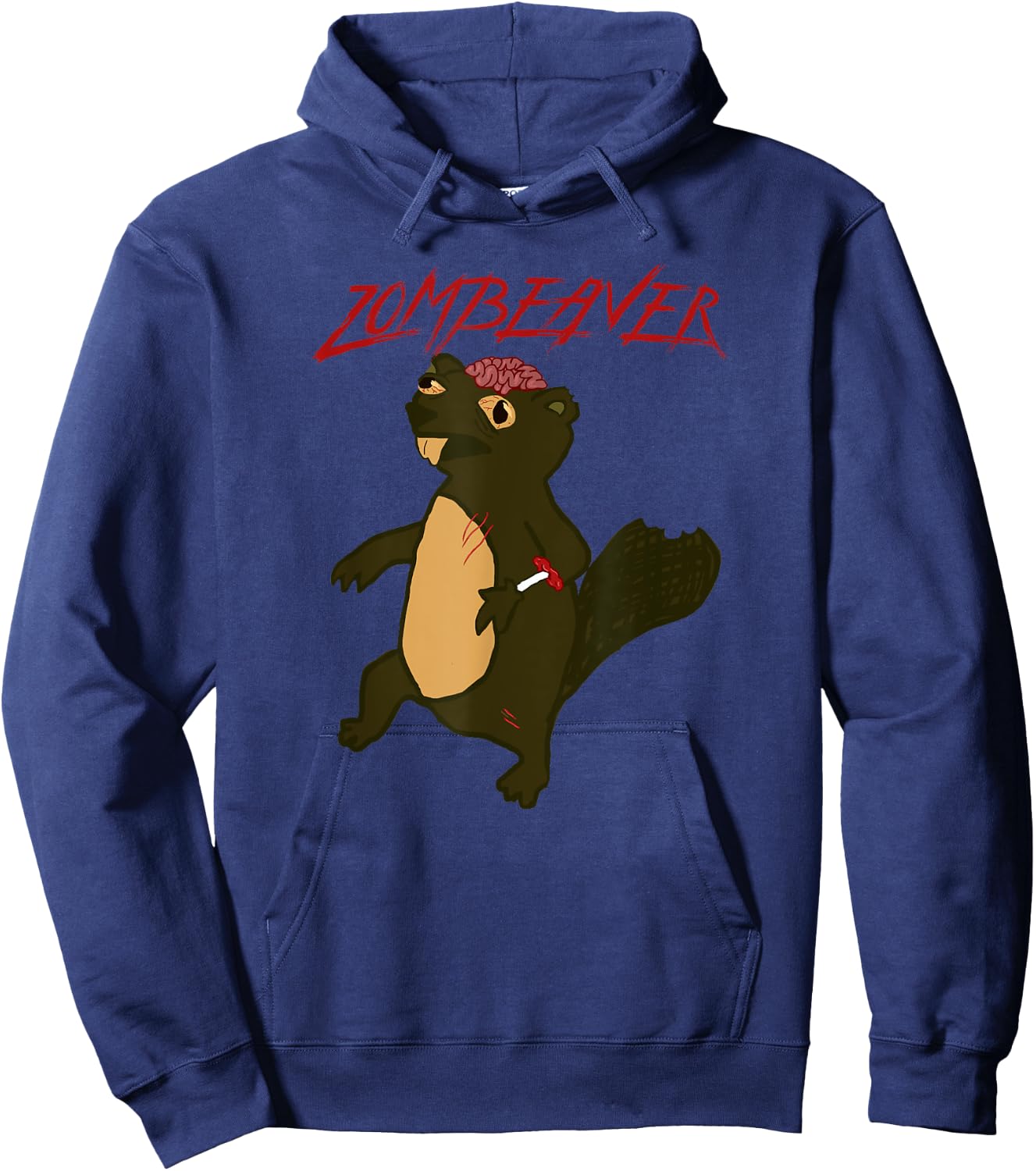 Zombeavers Shirt Funny Zombie Beaver Joke Spooky Zombeaver Hoodie - Hoodie | Navy