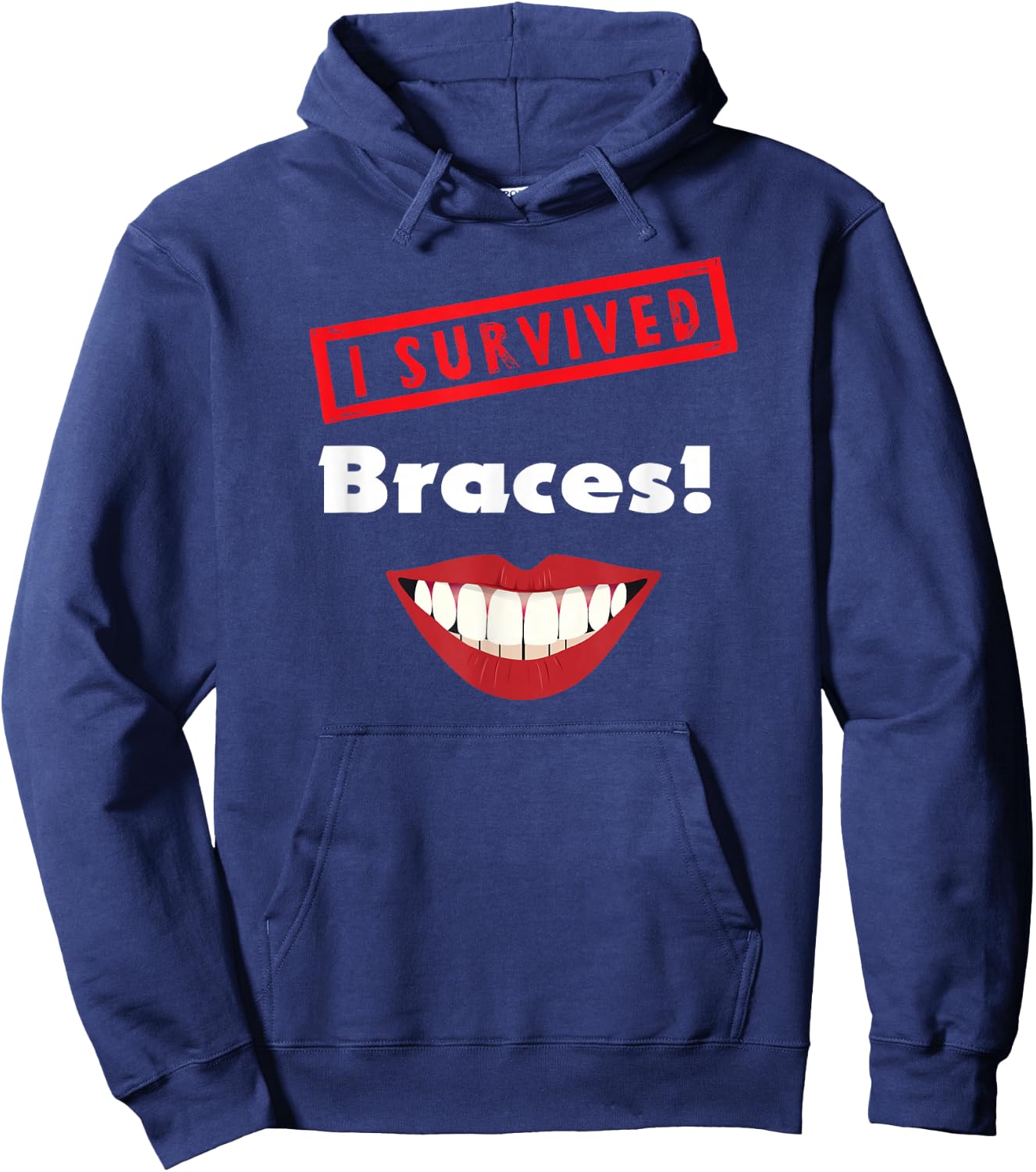 Braces Off Present Kids Teens I Survived Braces Graphic Hoodie - Hoodie | Navy