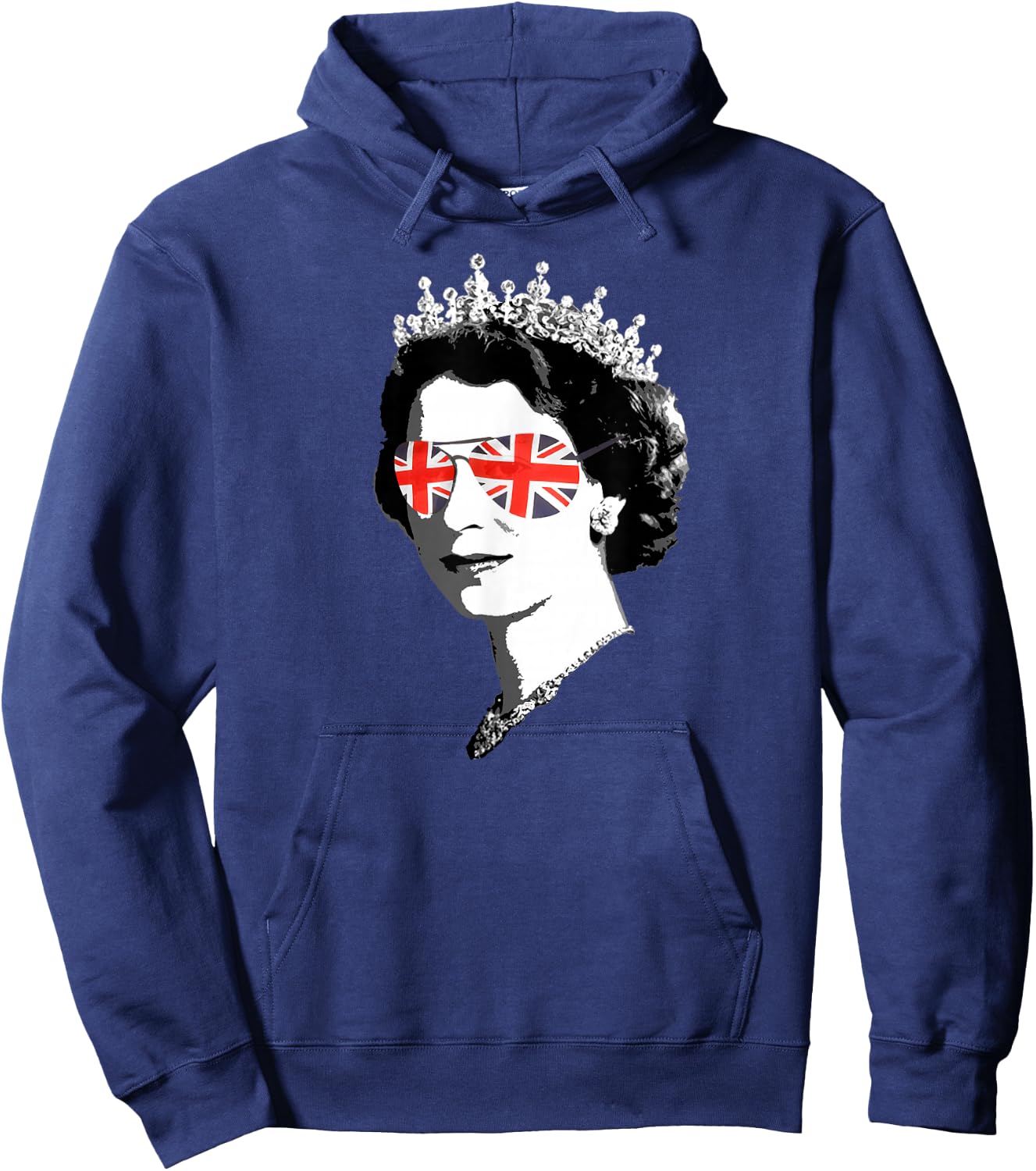 Queen Elizabeth II Sunglasses British Crown Union Jack Hoodie - Hoodie | Navy