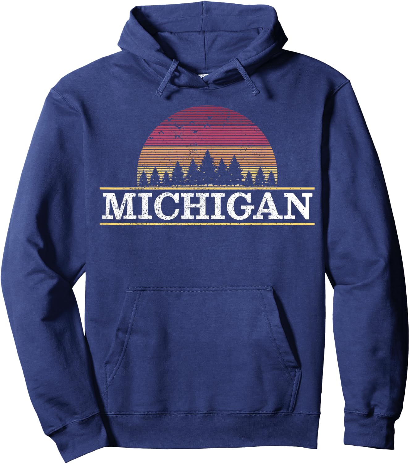 Michigan Vintage Retro Nature Outdoor Souvenir Gift Hoodie - Hoodie | Navy