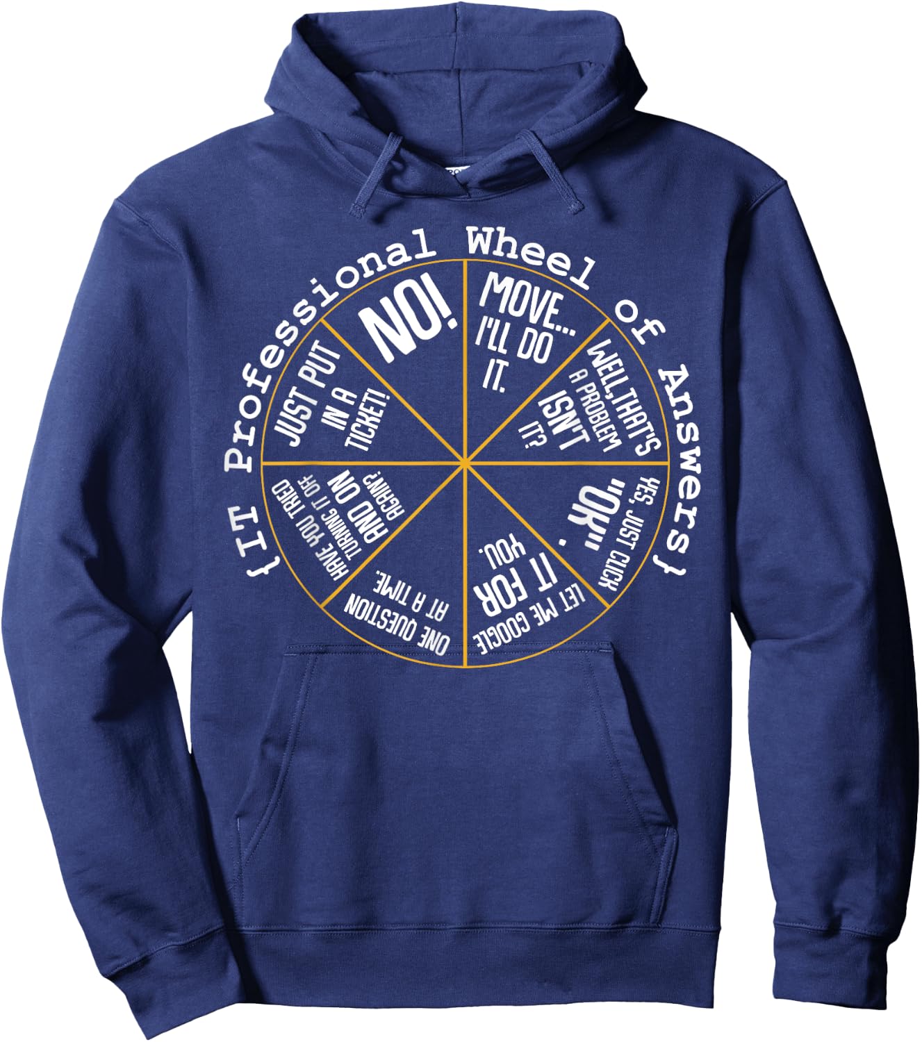 IT Professional Funny Wheel of Answers Tech Employee Job Hoodie - Hoodie | Navy