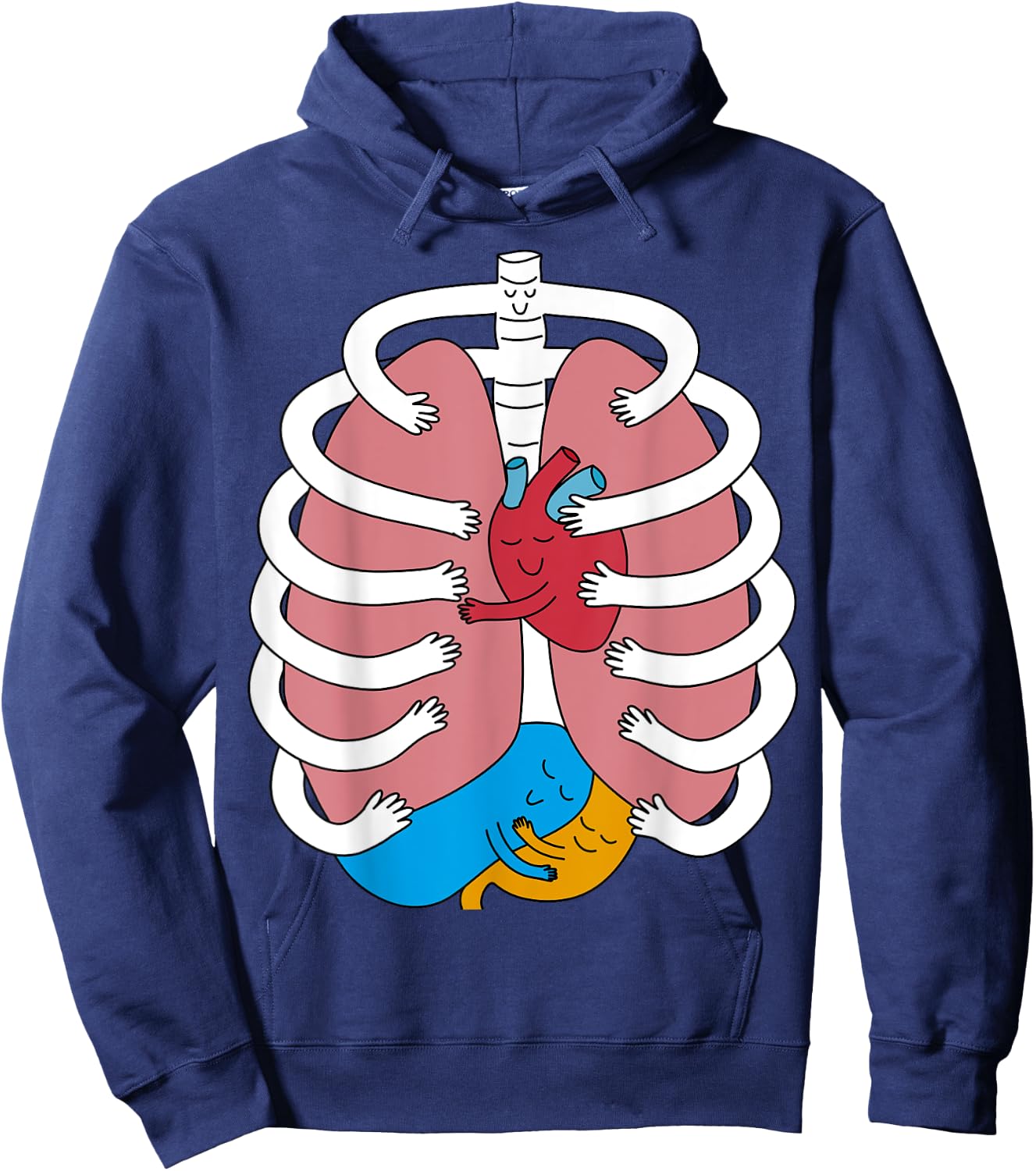 Hugging Anatomy Costume Funny Skeleton Organ Hug Hoodie - Hoodie | Navy