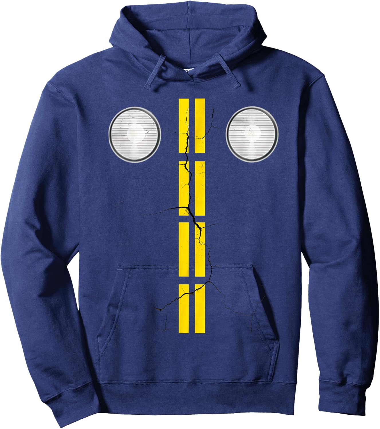Funny headlights with street markings, Halloween Hoodie - Hoodie | Navy