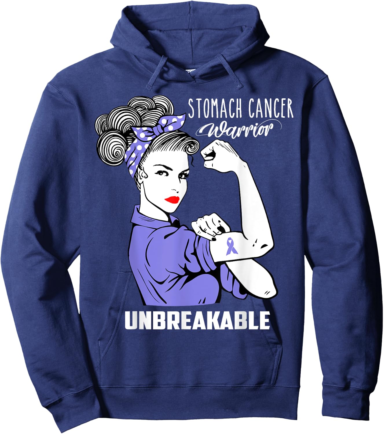 Stomach Cancer Awareness Stomach Cancer Warrior Unbreakable Hoodie - Hoodie | Navy