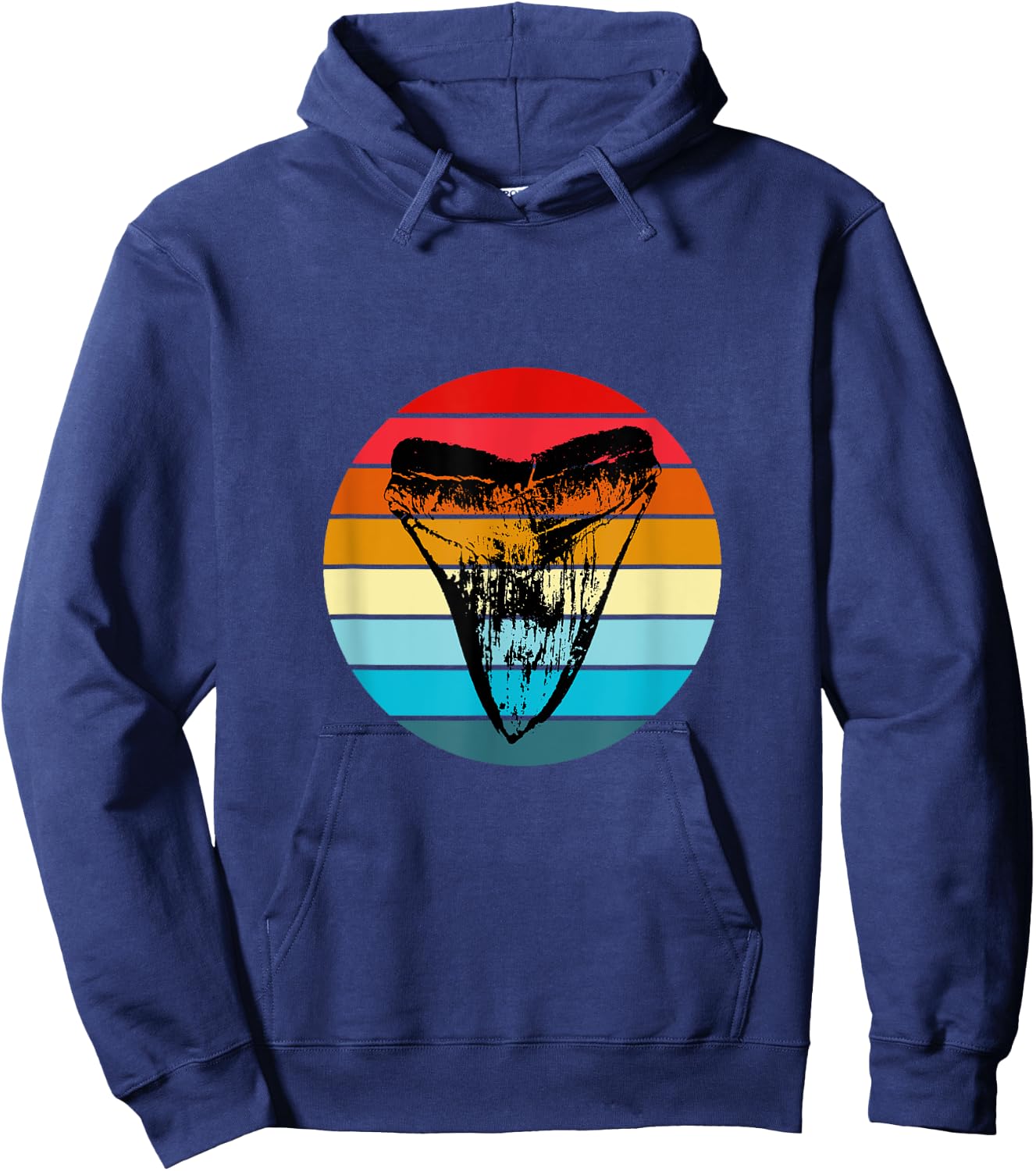 Fossil Megalodon Shark Tooth Retro Sunset Teeth Collector Hoodie - Hoodie | Navy