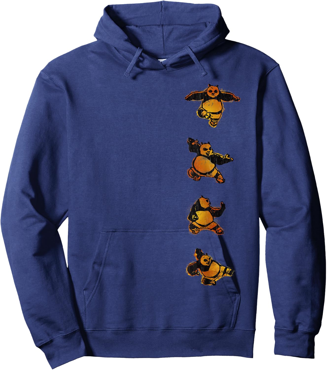 Kung Fu Panda Po Action Poses Orange Hue Left Chest Portrait Hoodie - Hoodie | Navy