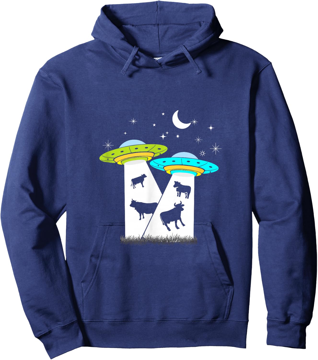 Alien Cow Abduction UFO Area Free the Aliens Shirt Hoodie - Hoodie | Navy